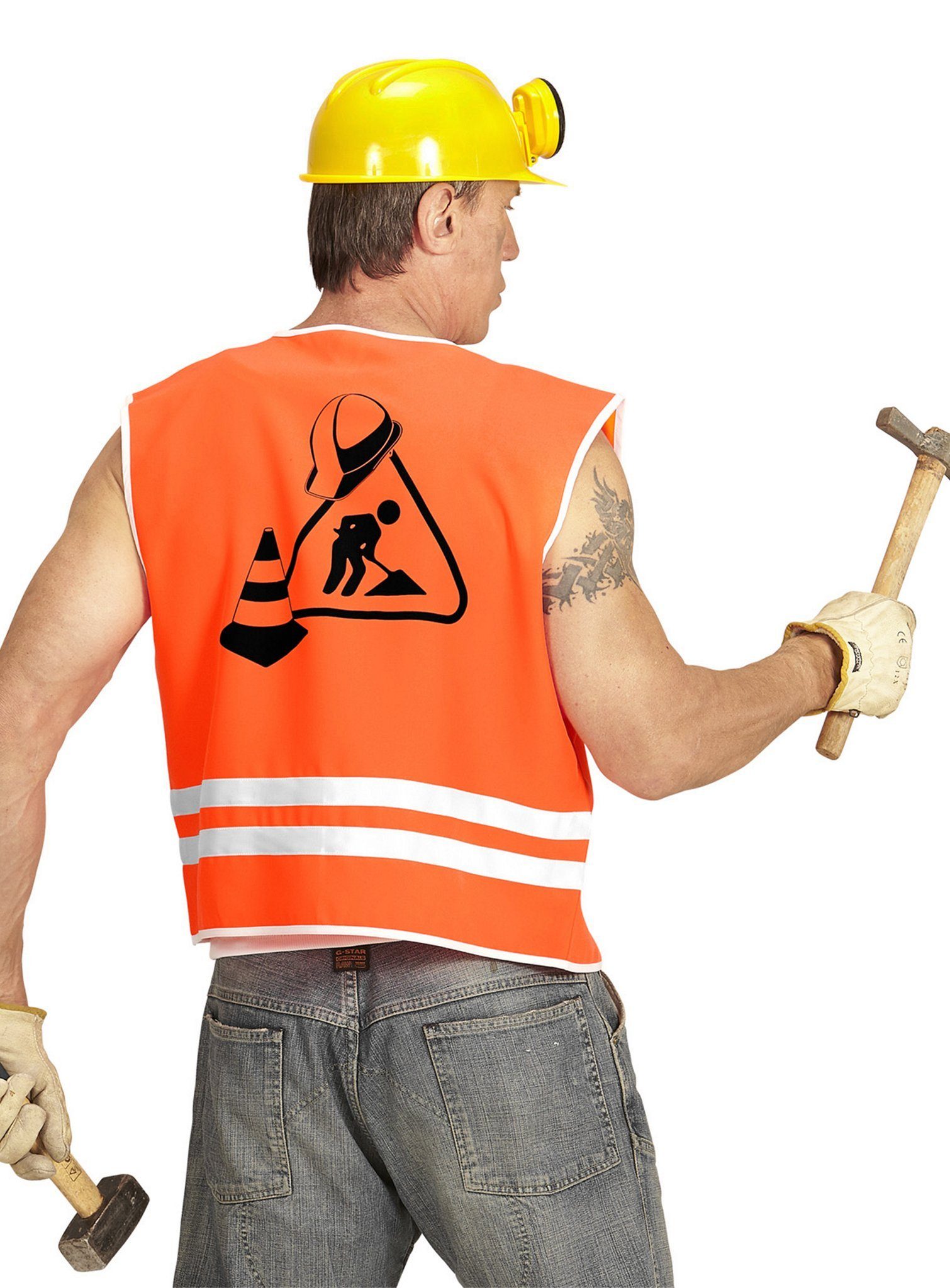 Metamorph Kostüm »Bauarbeiter Weste«, Orange Sicherheitsweste mit Aufdruck  für Erwachsene online kaufen | OTTO