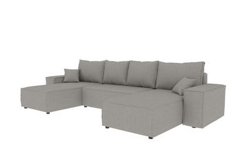 Stylefy Wohnlandschaft Penelope, U-Form, Couch, mit Bettfunktion und Bettkasten, Kissen inklusiv, Modern