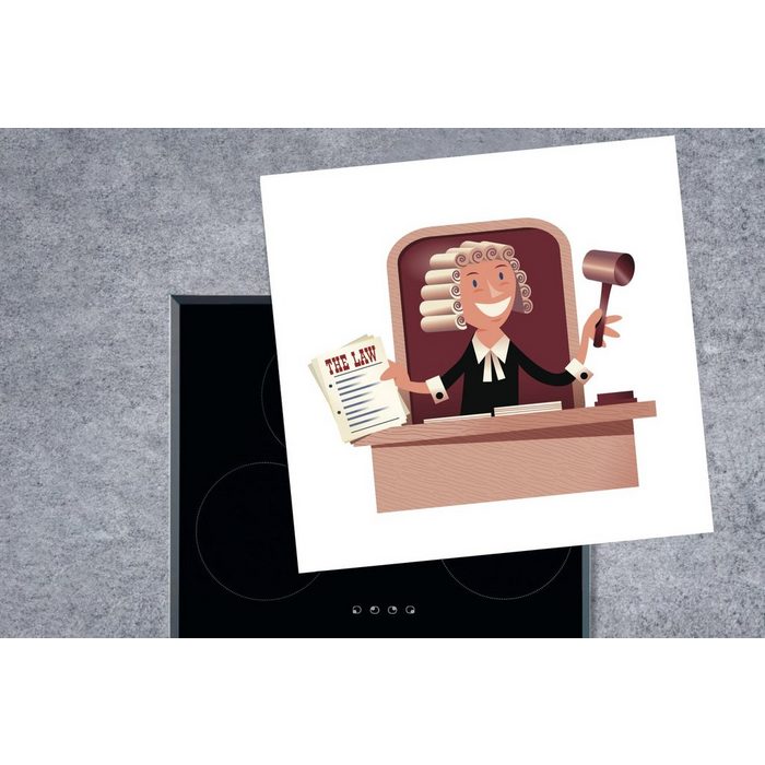 MuchoWow Herdblende-/Abdeckplatte Eine Illustration eines Richters auf seinem Platz Vinyl (1 tlg) Ceranfeldabdeckung Arbeitsplatte für küche JN11703