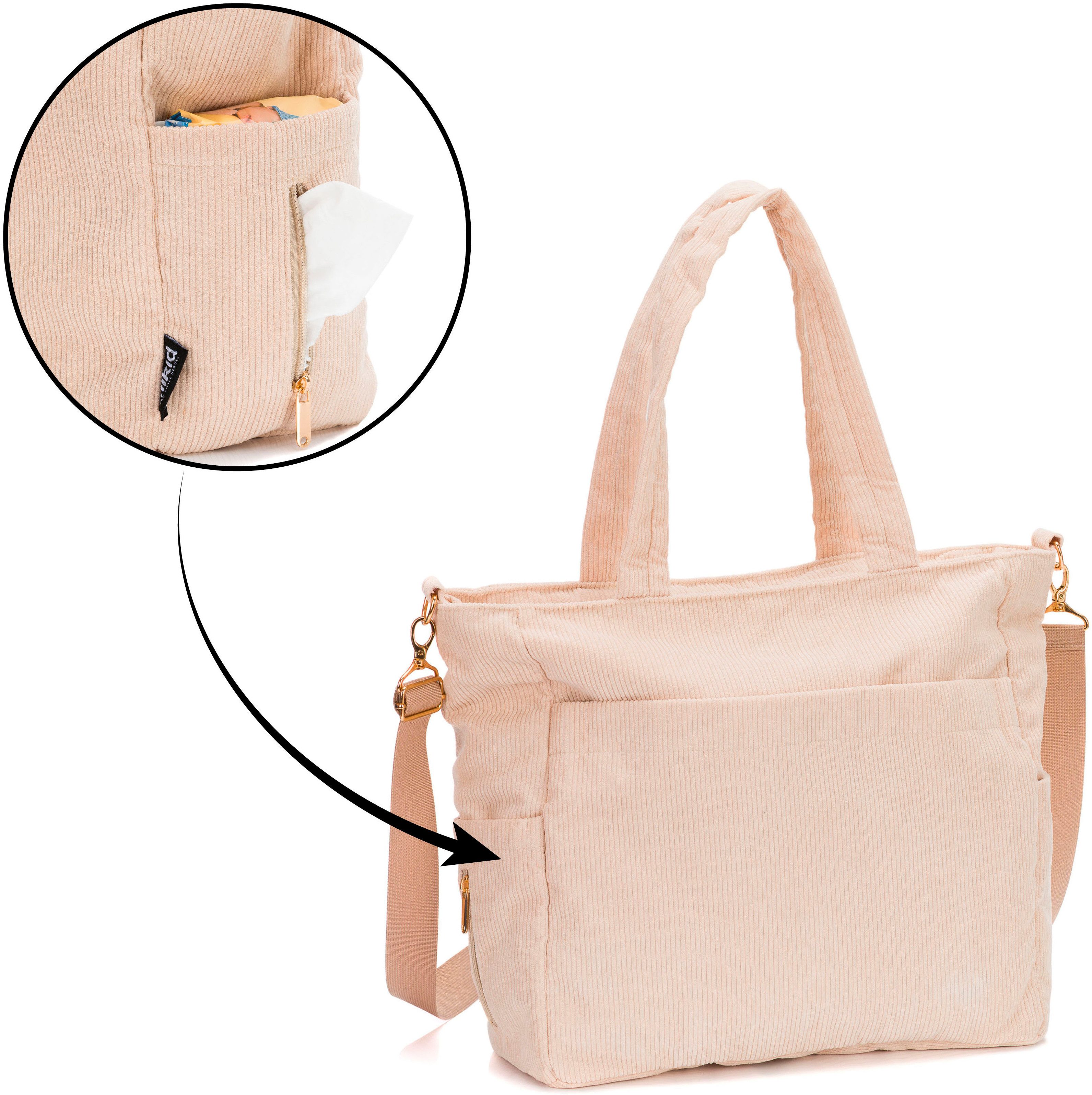 Fillikid Wickeltasche Cord, inklusive Thermotasche