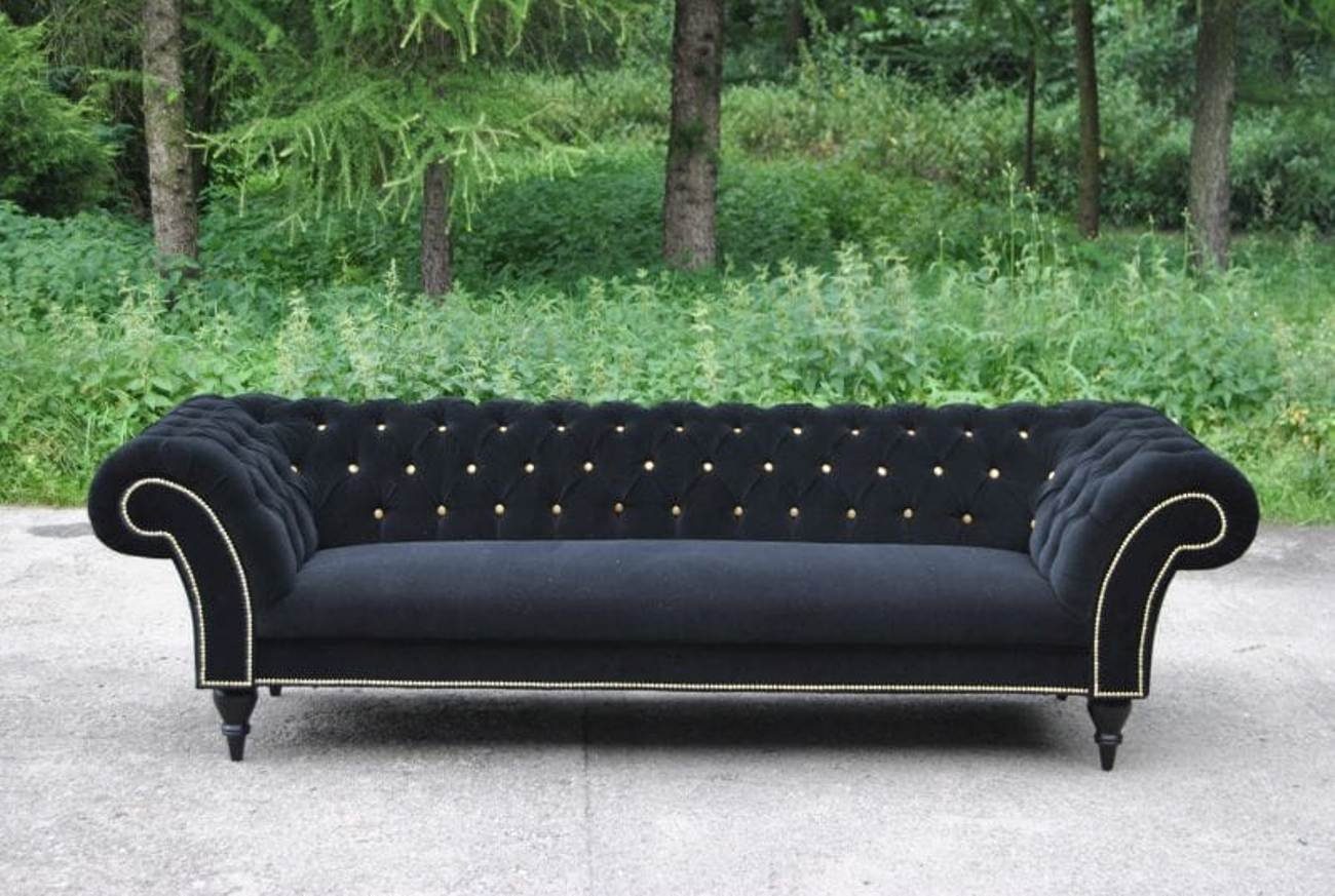 Luxus Couch Made Sofa Chesterfield Neu, 3-er Chesterfield-Sofa Dreisitzer in Schwarzer Europe Stilvoll JVmoebel