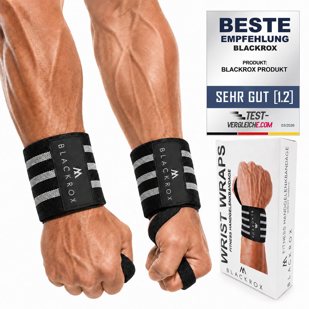 BLACKROX Handgelenkbandage [Vergleichssieger 2026] BEAST KILLER, One Size, 1 Paar