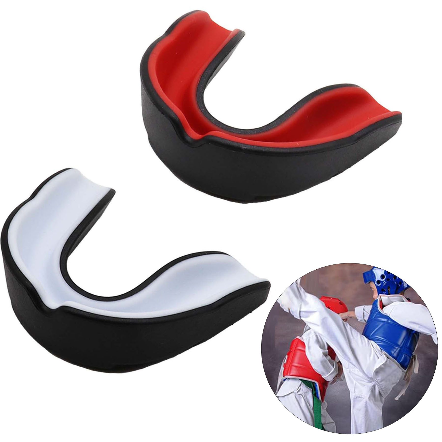 Keyura Zahnschutz Sport Zahnschutz,2 Stücke Mundschutz Boxen,Erwachsene, SchwarzWeiß (2-tlg., Mundschutz für MMA,Kampfsport,Boxen, Taekwondo,Hockey,Hockey und Mehr), Sport Zahnschutz,Mundschutz Boxen,Erwachsene Schwarz-Rot&Schwarz-Weiß
