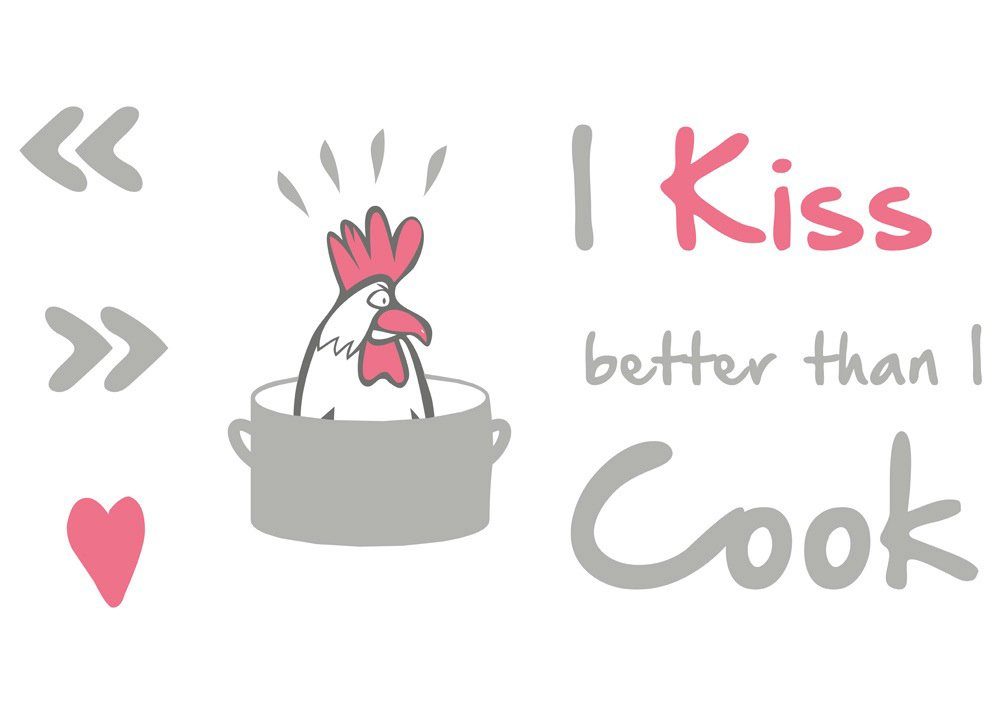 Komar Wandtattoo I kiss better than... - Размер 50 x 70 cm (9 St), selbstklebend, Wandsticker
