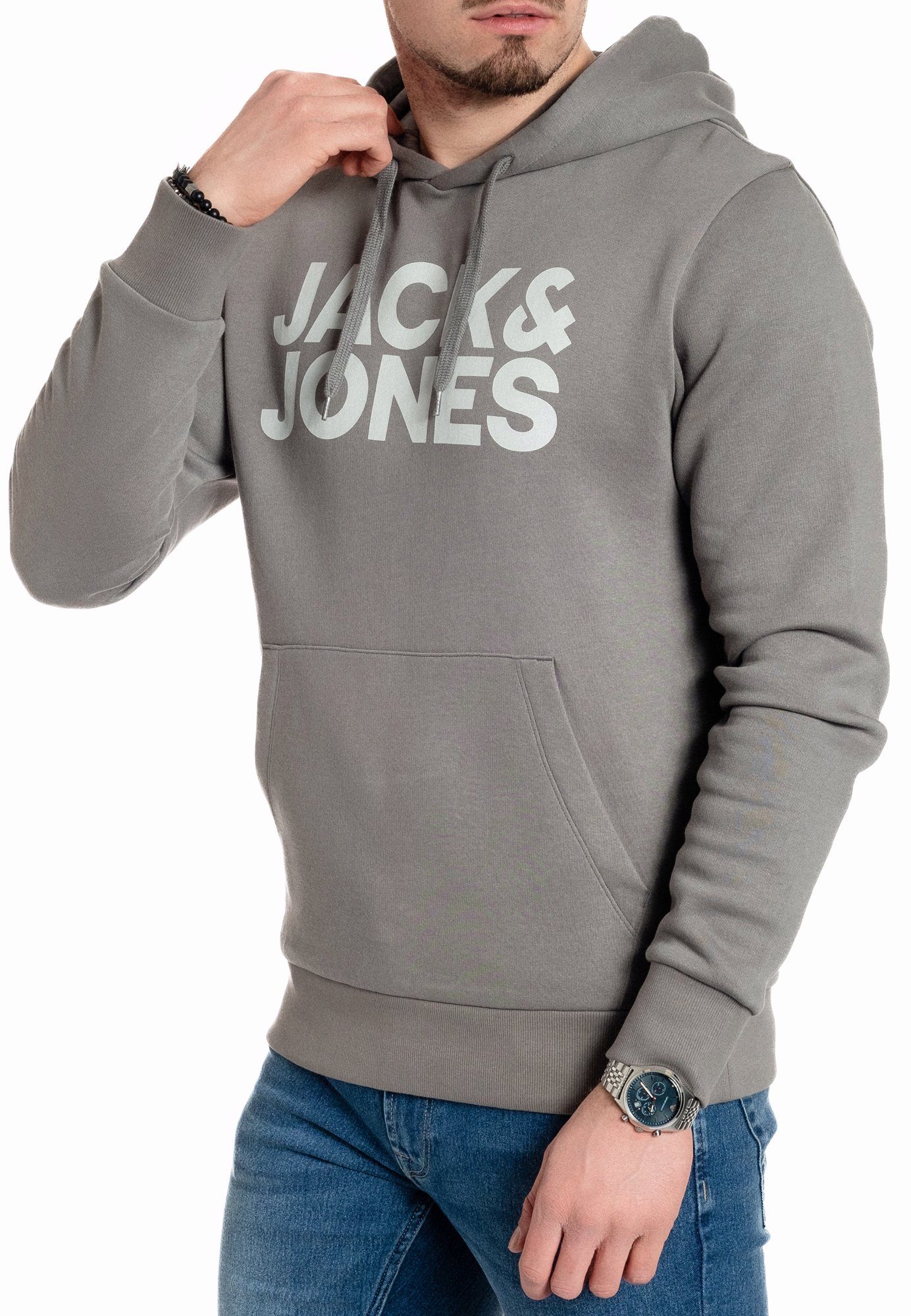 Jack & Jones Sedona-White Kapuzensweatshirt mit Kängurutasche