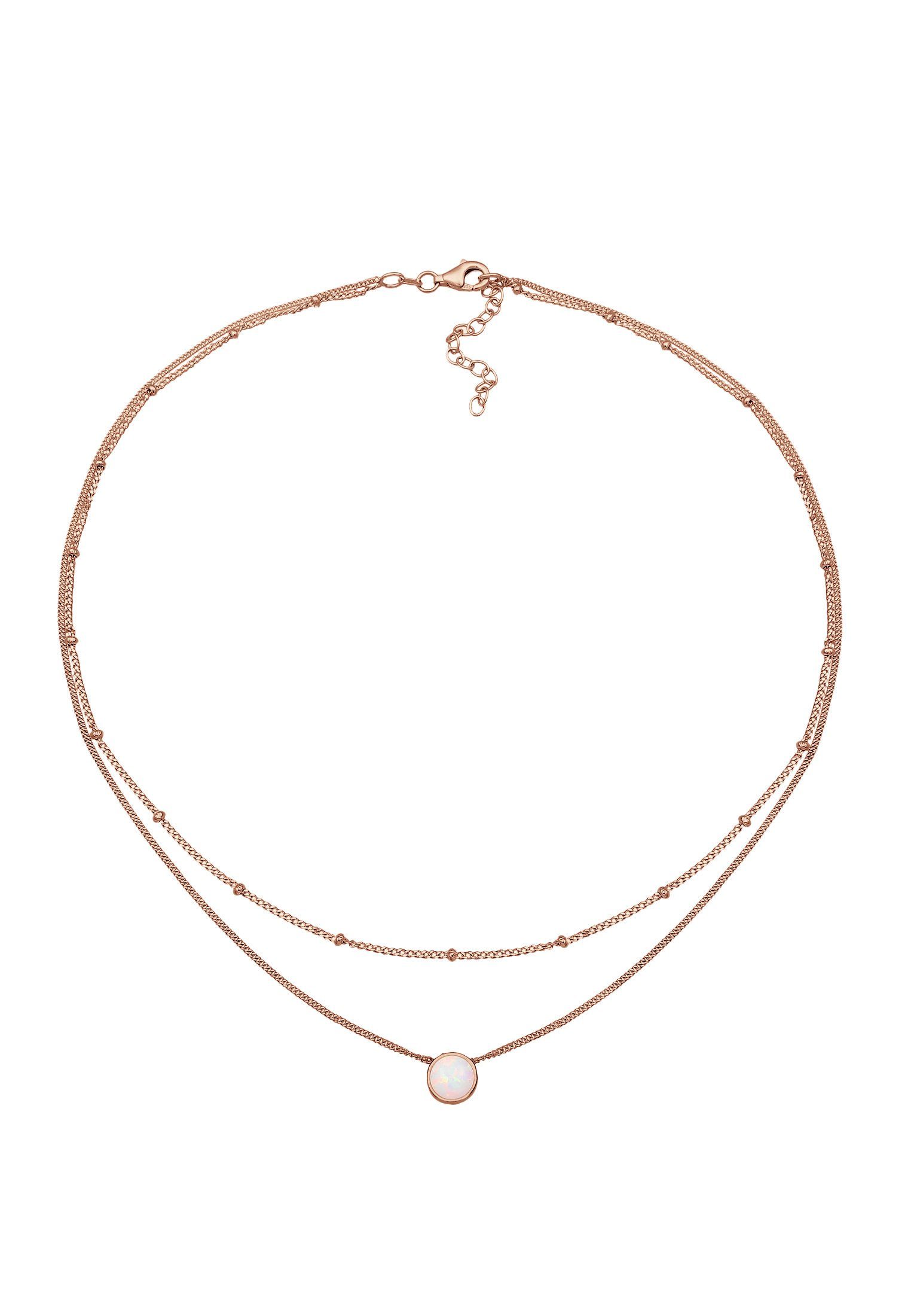 Elli Choker Choker Layer Opal Kugelkette 925 Silber