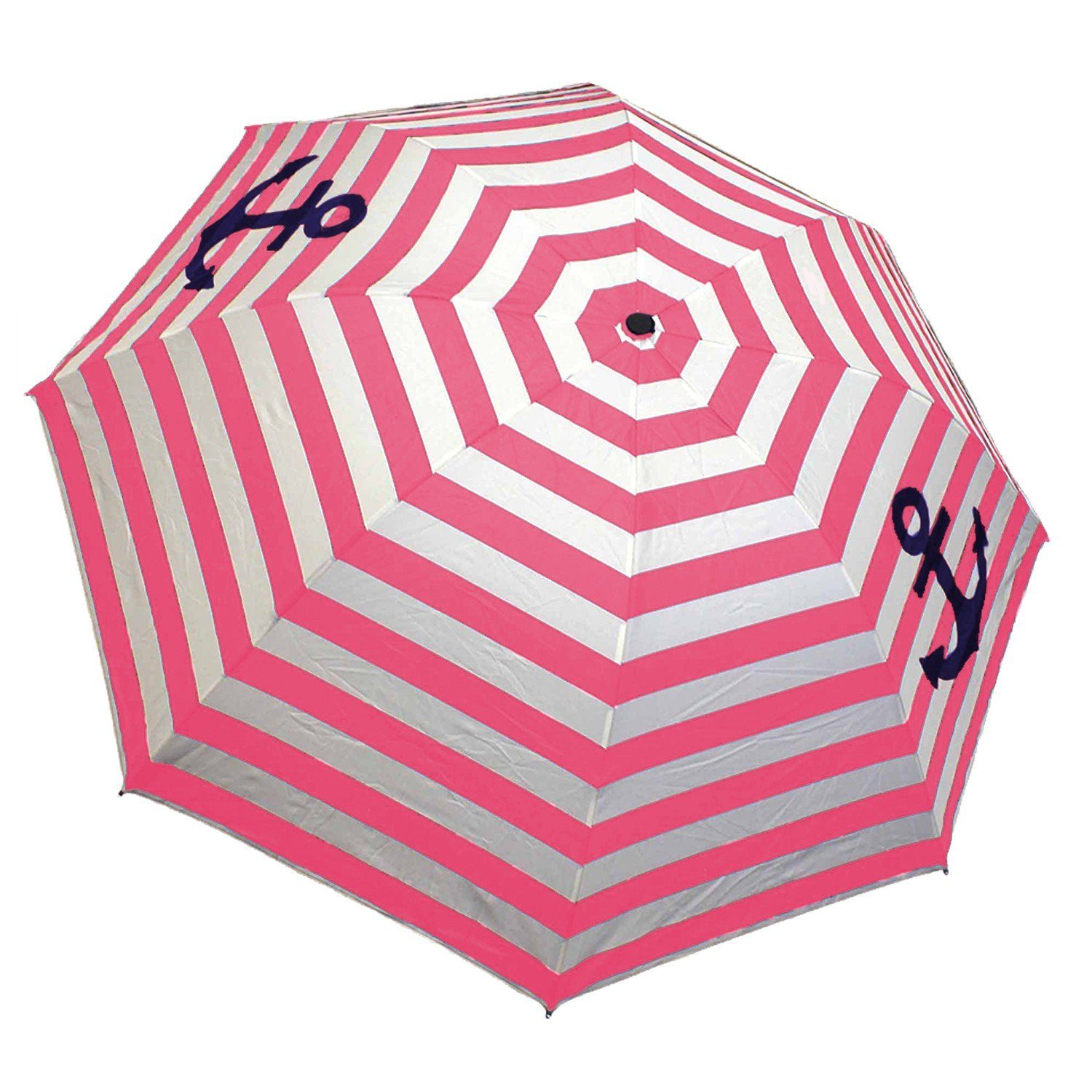 Sonia Originelli Taschenregenschirm Taschenschirm Schutz "Maritim" Streifen rosa Anker