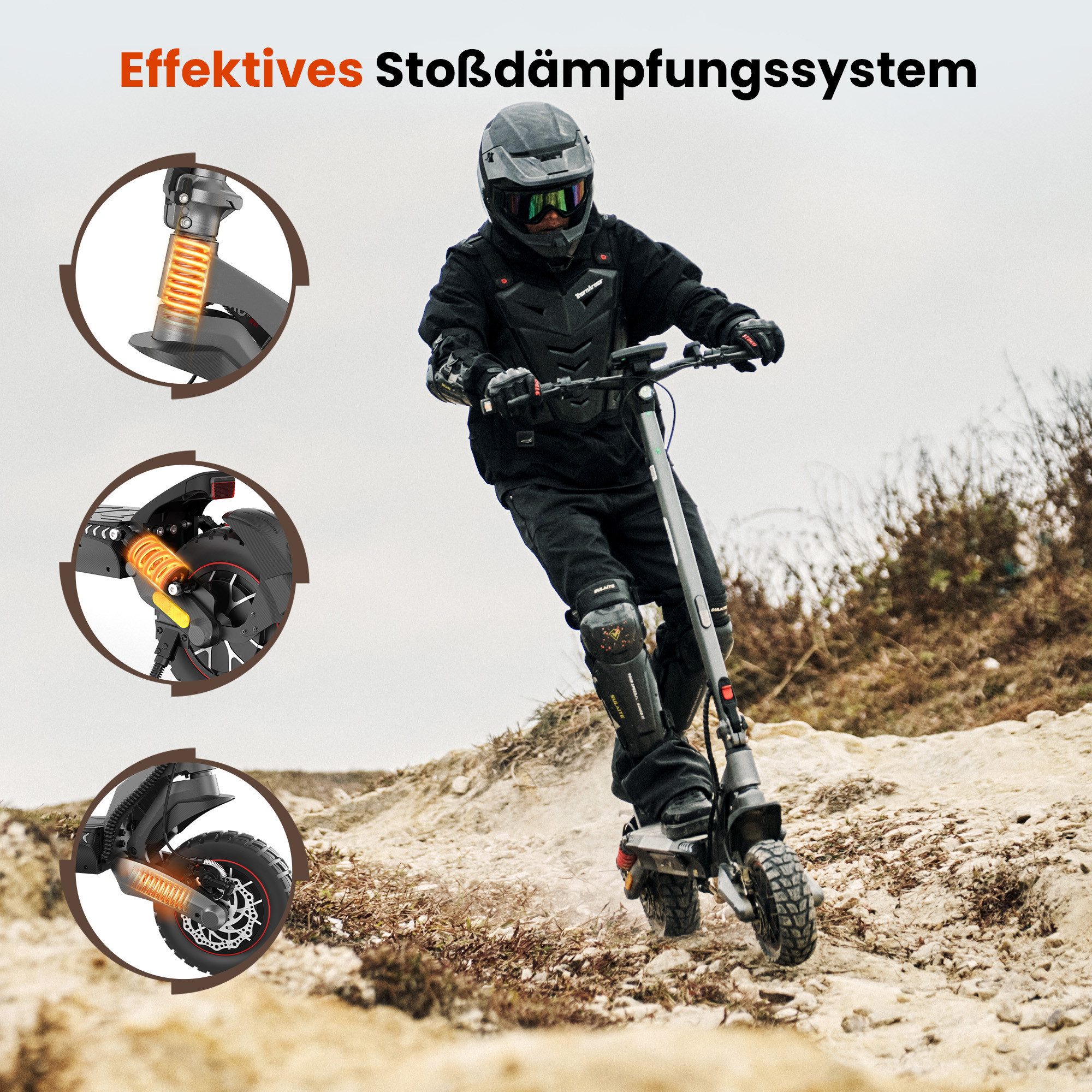 iscooter E-Scooter Offroad-Elektroroller mit ABE-Zertifizierung, 48 V, 12,5 Ah,APP, 10-Zoll-Offroad-Schlauchlosreifen, Reichweite 60–75 km