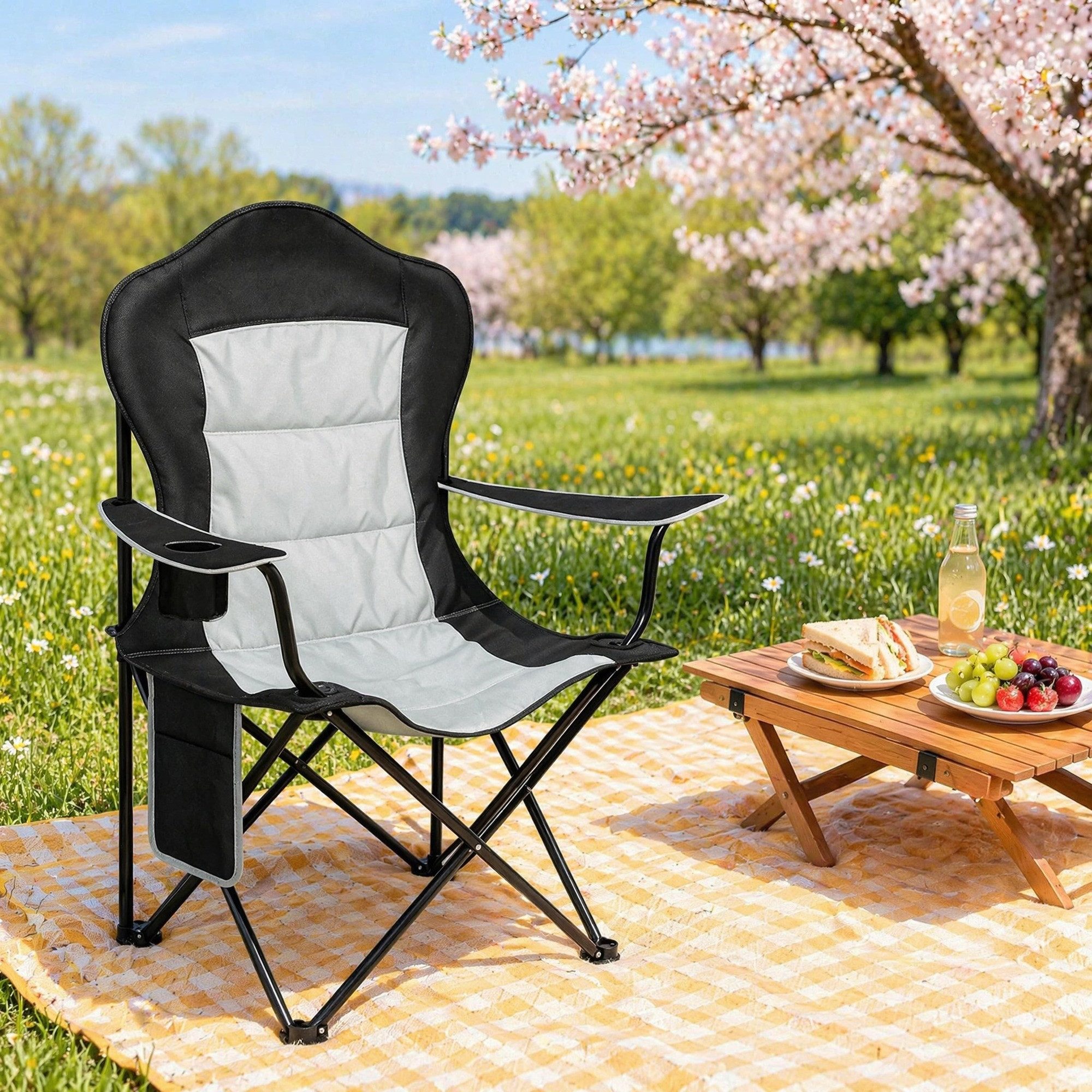 CHICFURN Campingstuhl Klappstuhl für den Außenbereich mit Tassenhalter (Packung, 1 St), Strandstuhl als Sonnenliege