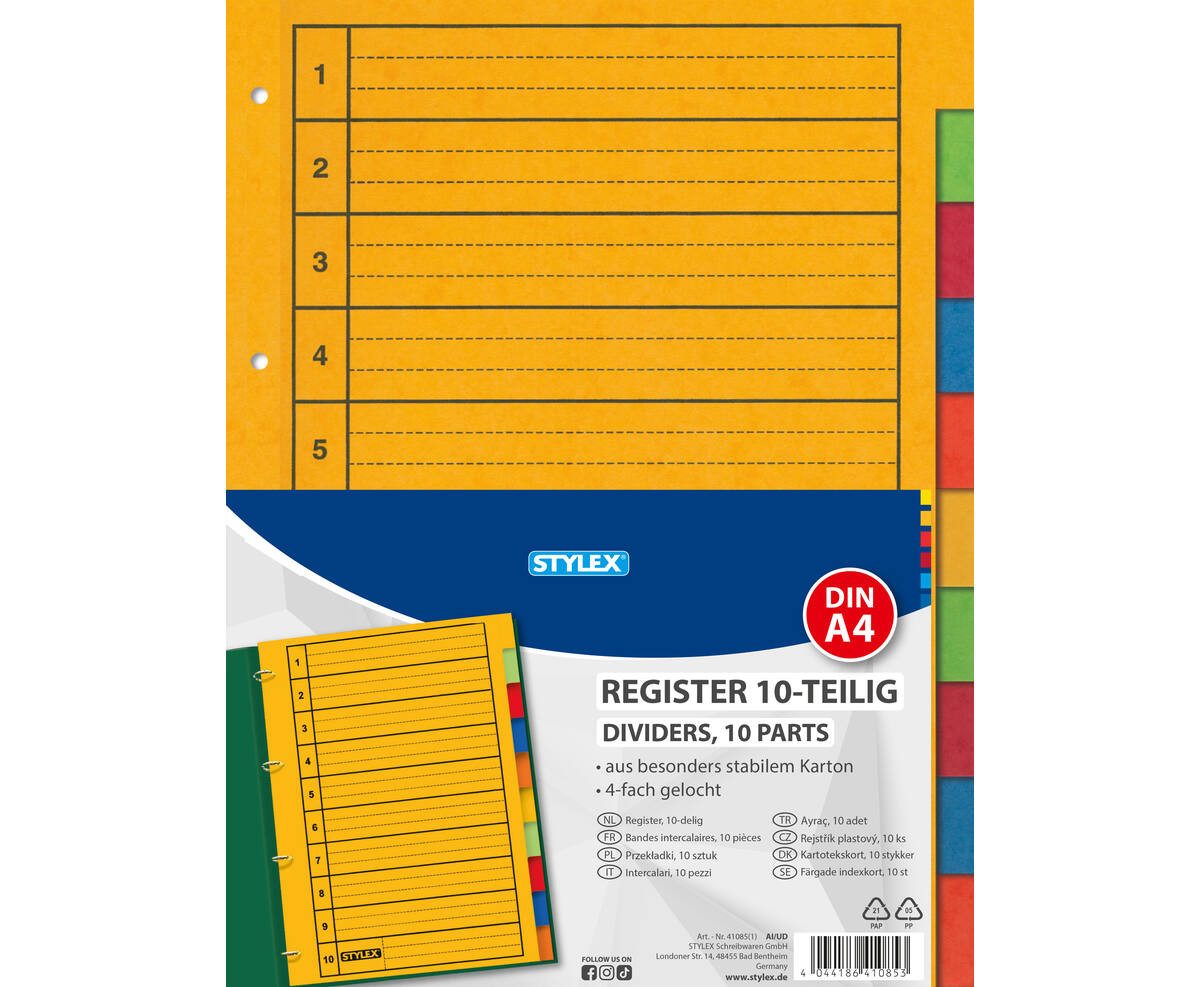 Stylex Aktenordner STY Register A4 gelocht 10er Pack