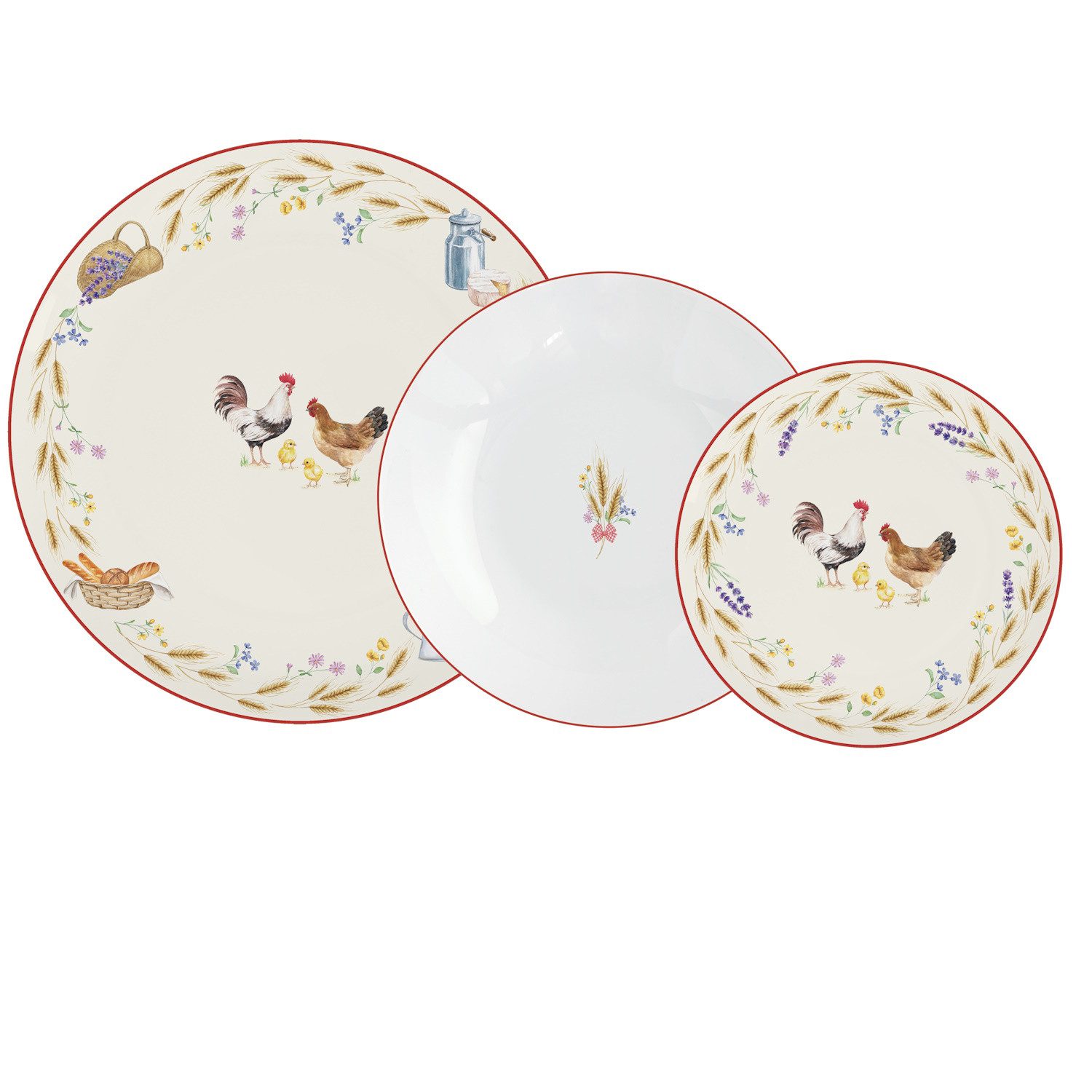 EasyLife Kombiservice Country Life, Porzellan, Spülmaschinengeeignet, Mehrfarbig, Hühner, H: cm