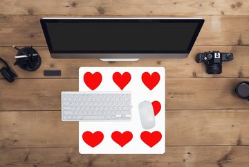MuchoWow Gaming Mauspad Eine Illustration mit neun roten Herzen (1-St), Mousepad mit Rutschfester Unterseite, Gaming, 40x40 cm, XXL, Großes