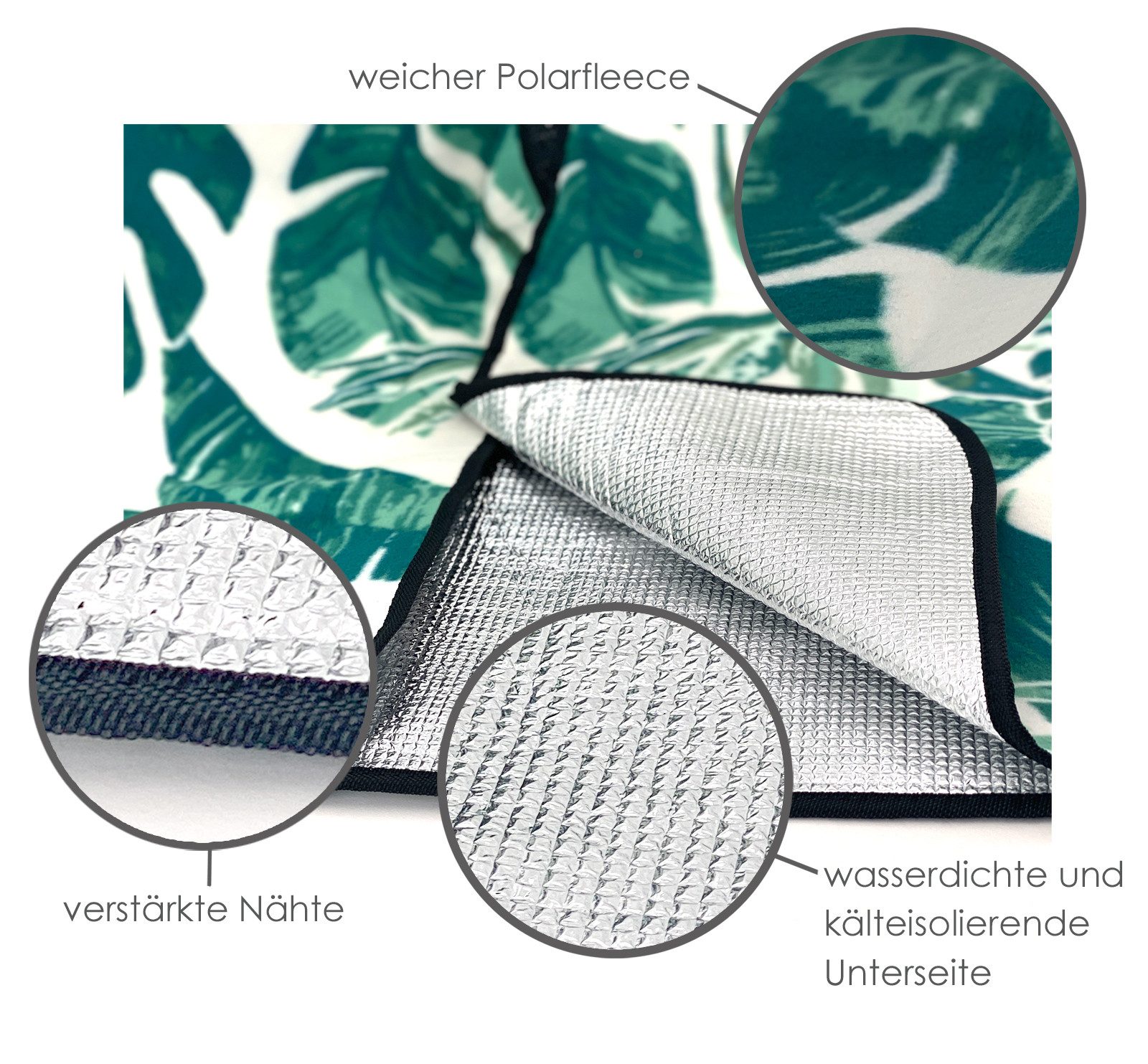 Picknickdecke Outdoor Strandmatte Isomatte Campingdecke waschbar, heimtexland, wasserdicht I isolierend I faltbar I Tragegriff I 200x200 cm