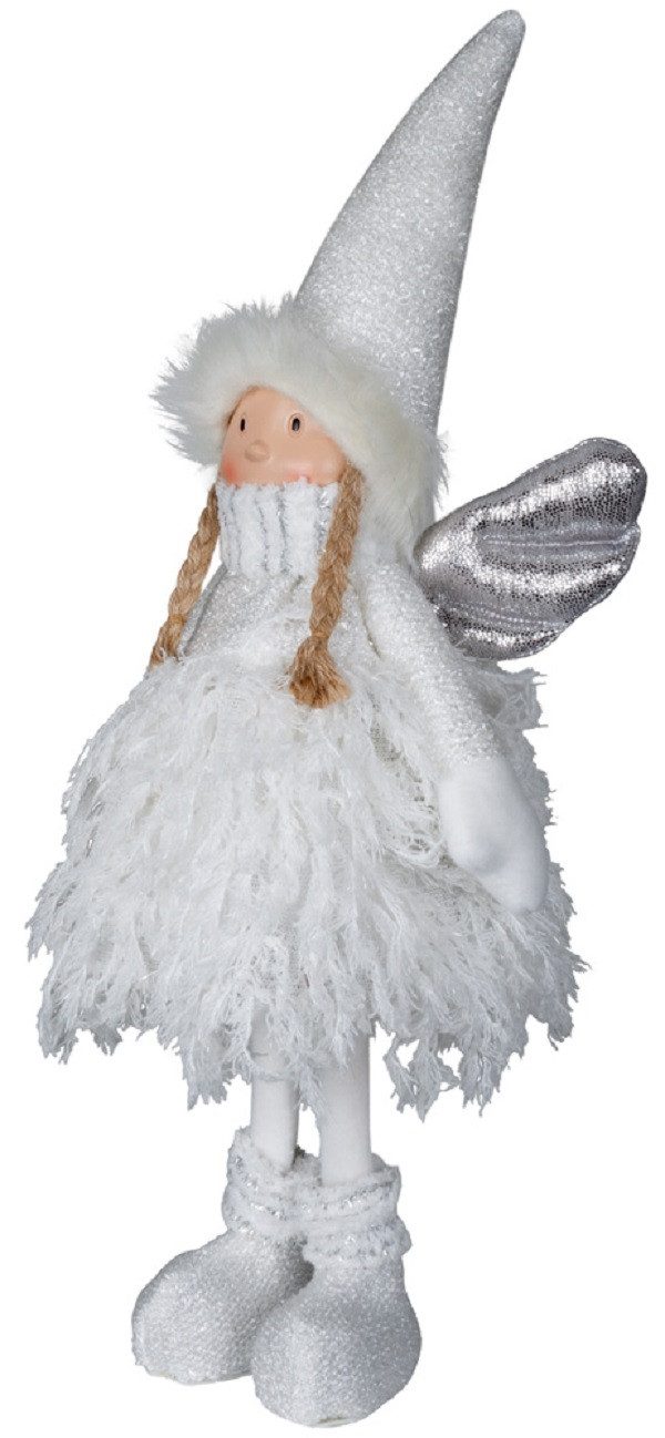 foolonli Weihnachtsfigur Engel Schutzengel LED stehend 50cm Advent Weihnachten Silber Weiß