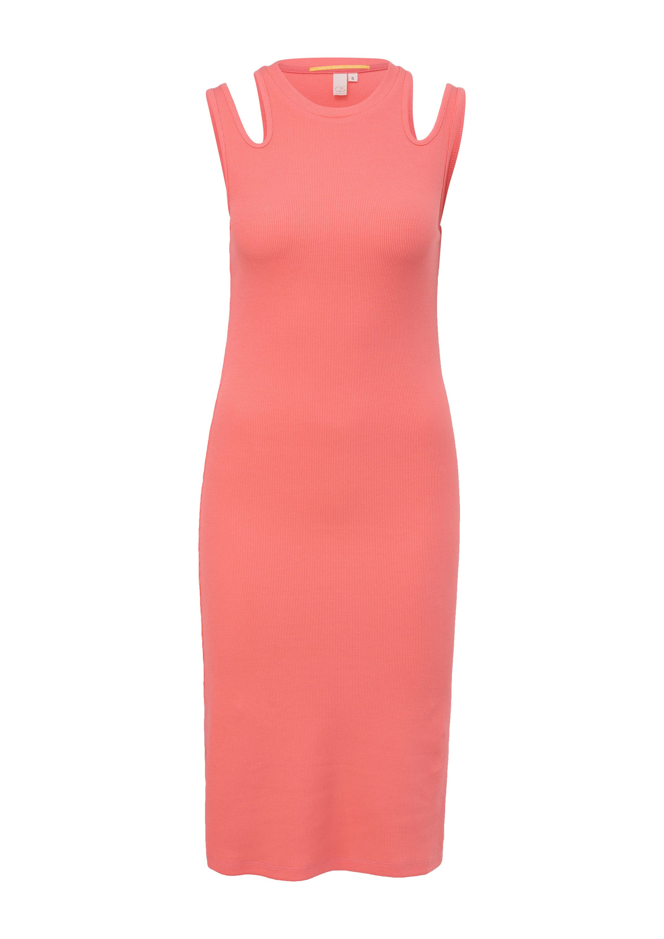 QS Minikleid Kleid Rippstrick-Kleid mit Cut Outs
