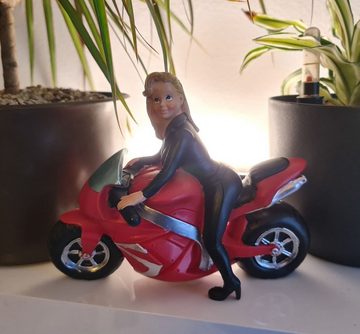 Kremers Schatzkiste Spardose Spardose sexy Motorradgirl 21 cm Poly bunt Sparschwein Bike Motorrad