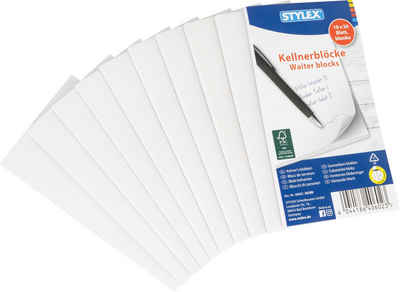 Stylex Schreibwaren Notizzettel 10 Gastronomieblöcke / Kellnerblöcke / Notizblock mit je 50 Blatt blan