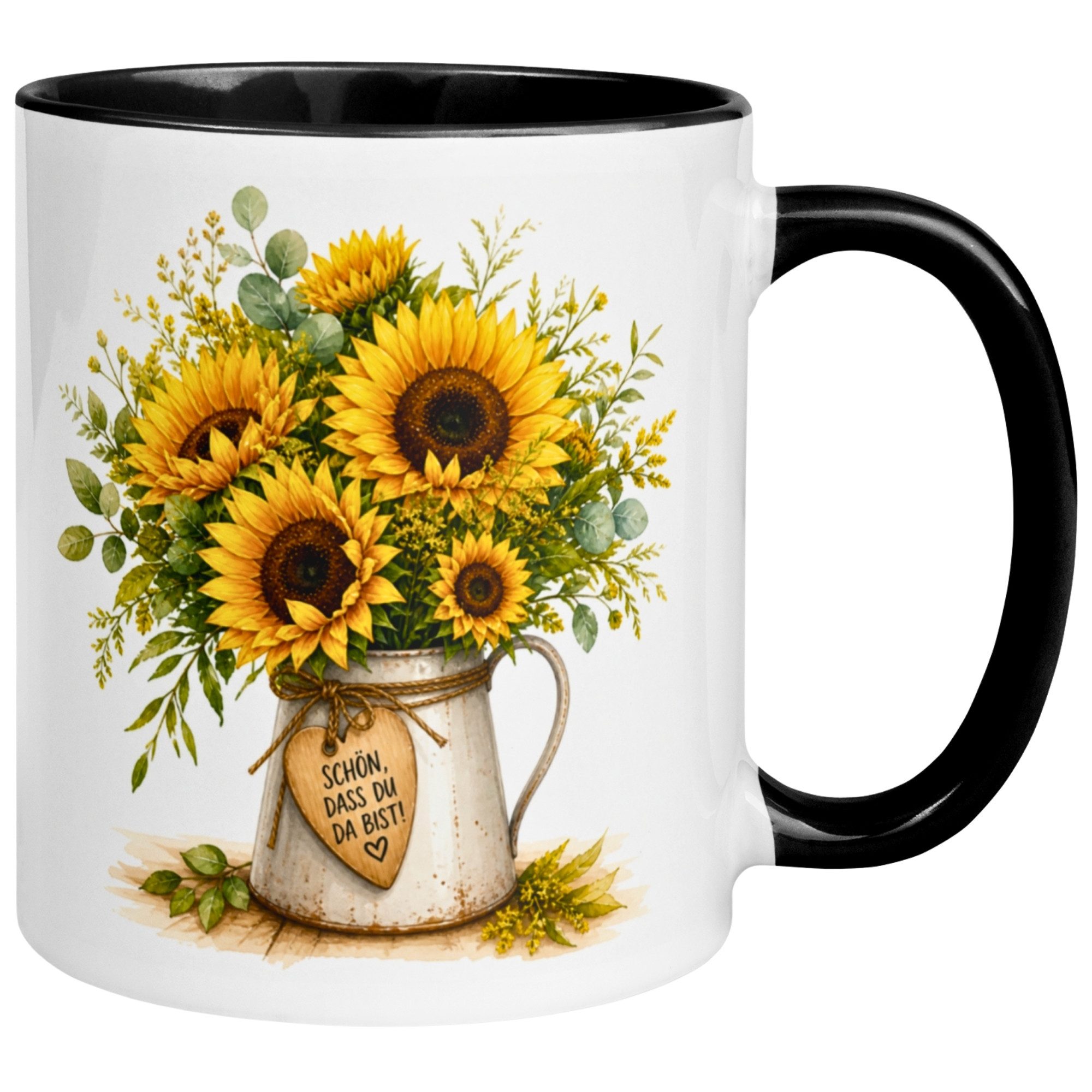 Momentals Tasse Danke – „Sonnenblumen - Schön dass du da bist“ – Dankeschön Geschenke, Gratis Versand · Links-&Rechtshänder · Spülmaschinenfest