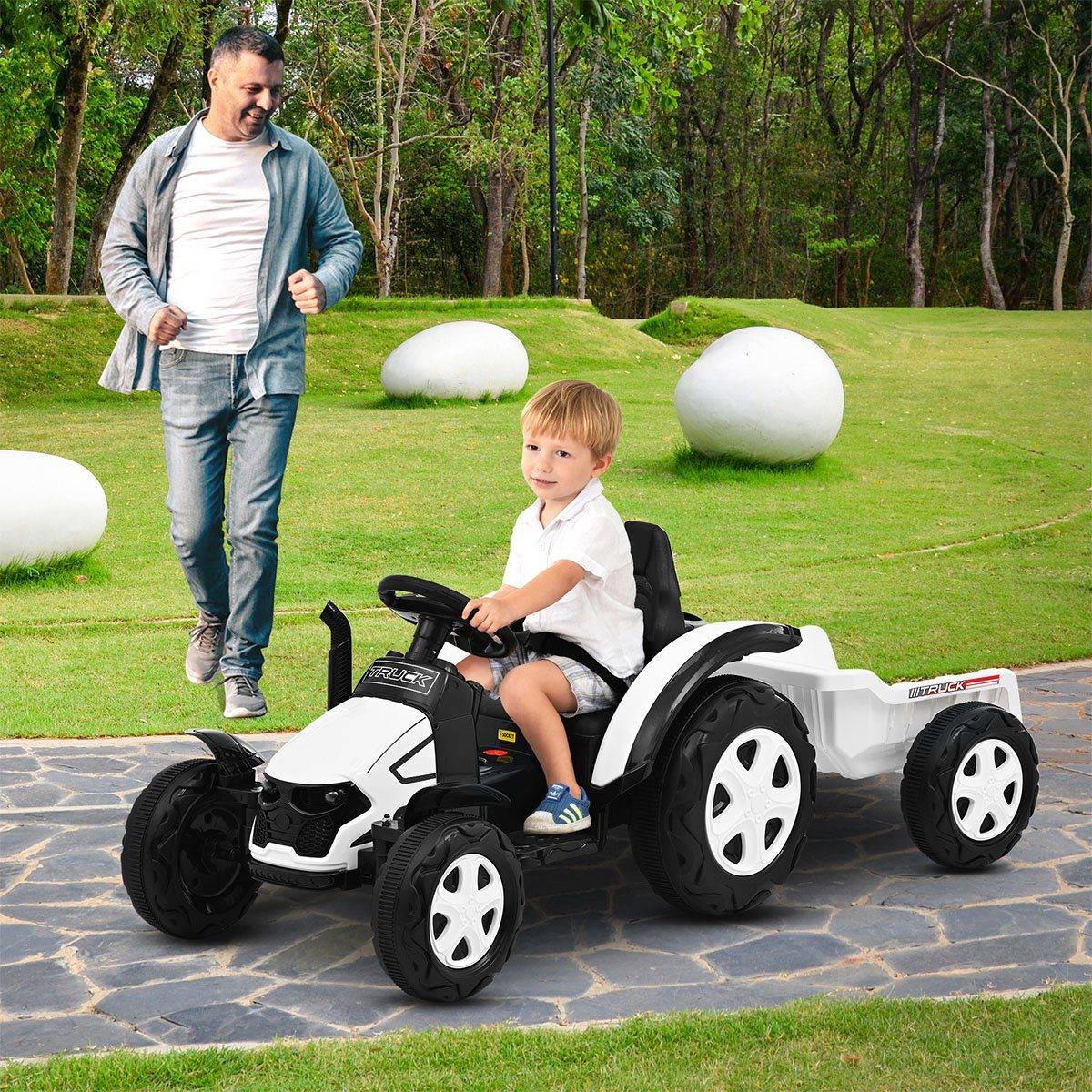 XDeer Spielzeug-Auto Spielzeugauto Für Kinder Im Traktorstil Schornstein Sechs Räder, Intelligent Simuliert Ein Echtes Fahrerlebnis Geräumiger Sitz