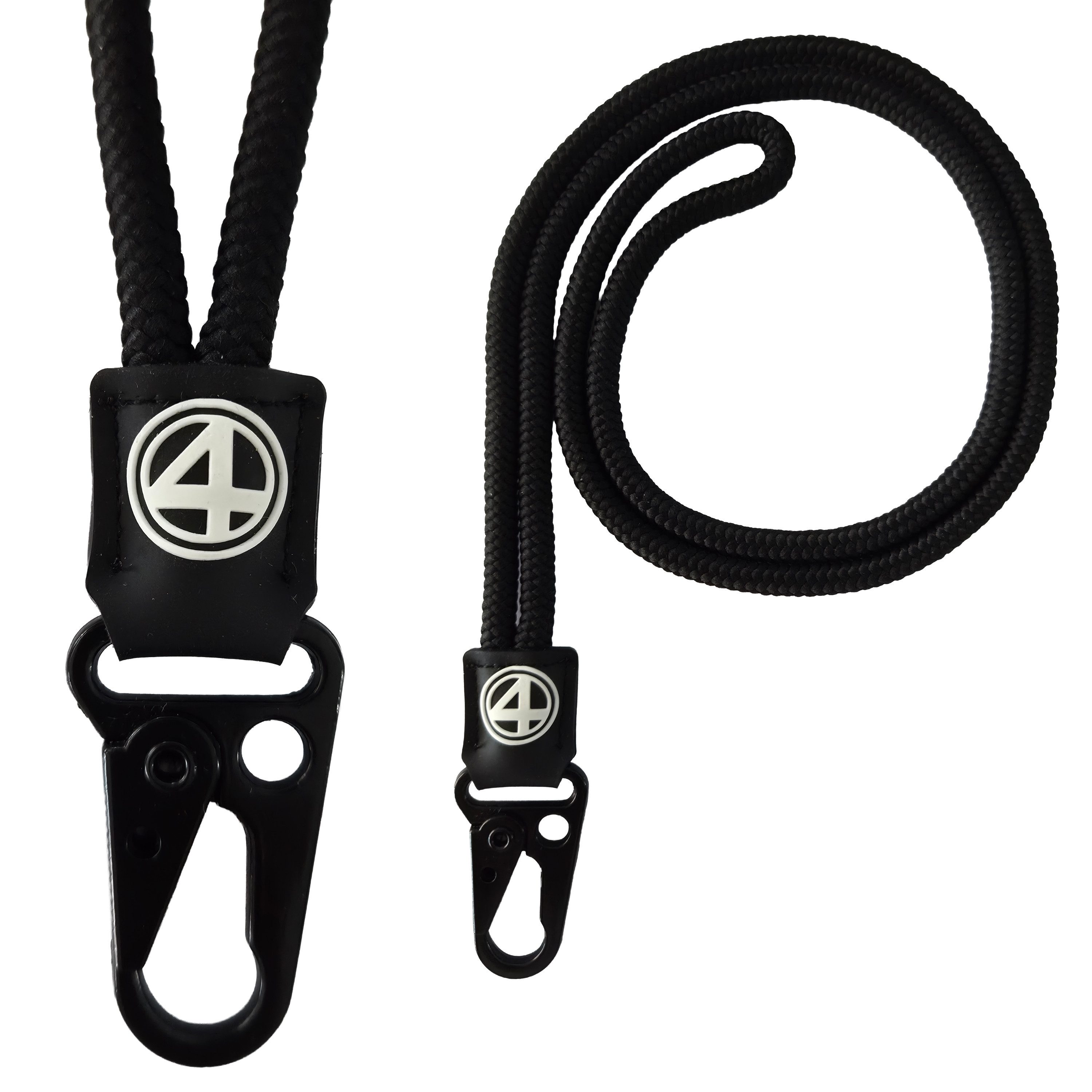 DIE FANTASTISCHEN VIER Schlüsselanhänger Die Fantastischen Vier Schlüsselband Schwarz Kordel 4 Logo Karabiner