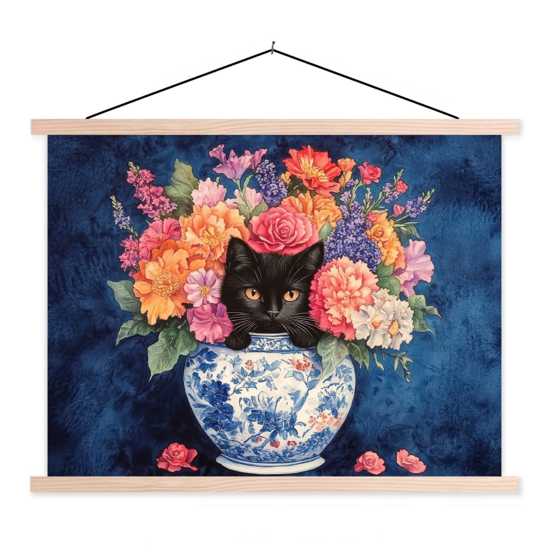 Katze - Blumen - Vase | Braun