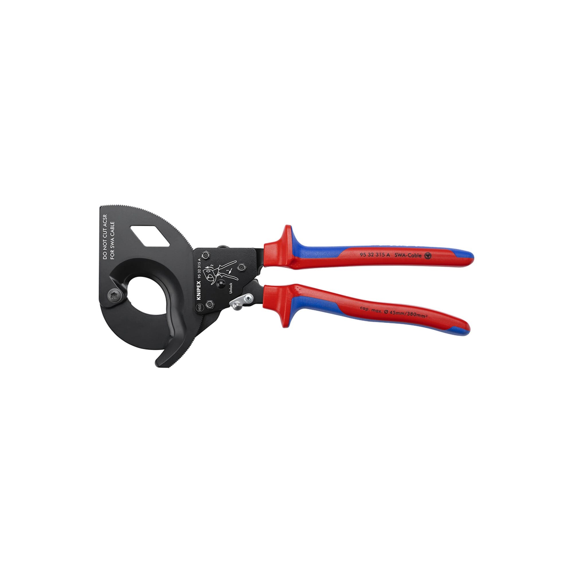Knipex Seitenschneider KNIPEX 95 32 315 A Kabelschneider (Ratschenprinzip) für stahlarmierte
