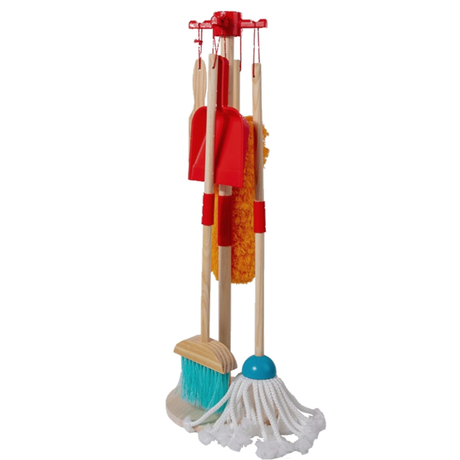 TikTakToo Kinder-Putzwagen Reinigungsset aus Holz mit Besen Handfeger/-blech Wischmopp Staubwedel, (6-tlg)