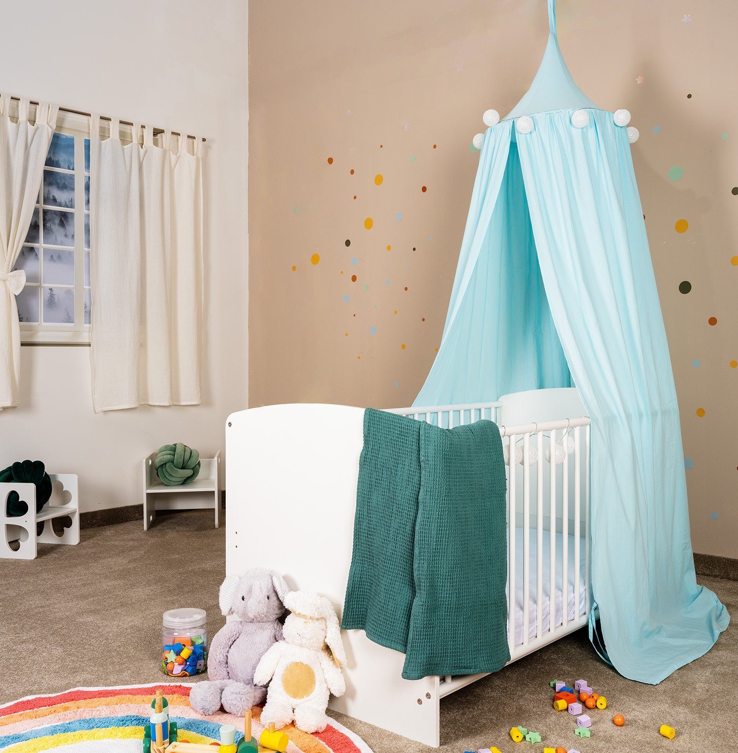 alavya home® betthimmel baldachin kinderzimmer 100% bio-baumwolle