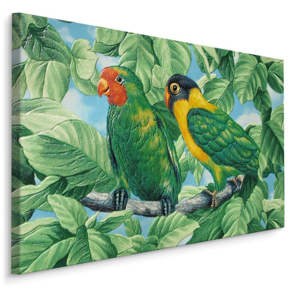 Muralo Leinwandbild Tiere – Leinwandbild Wandbild Kunstdruck Wohnzimmer, Natur (1 St), Tiere – Vögel – Papageien, 100 x 70 cm, aufhängefertig