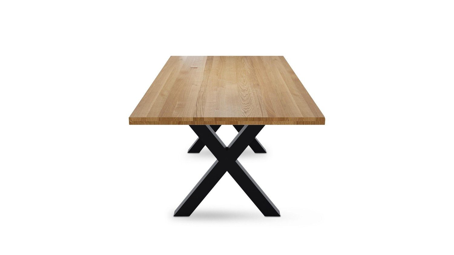 Natur24 Esstisch Jakarta Esstisch 180x90 Wildeiche mit gerader Kante und X-Gestell