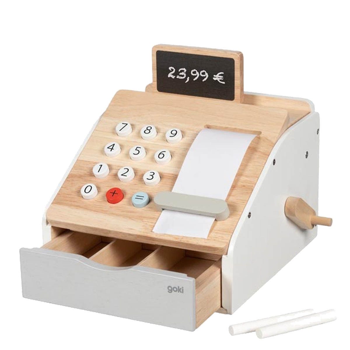 goki Spielkasse Kaufmannsladenkasse mit Geräusch, Mit einem Ping öffnet sich die Kasse