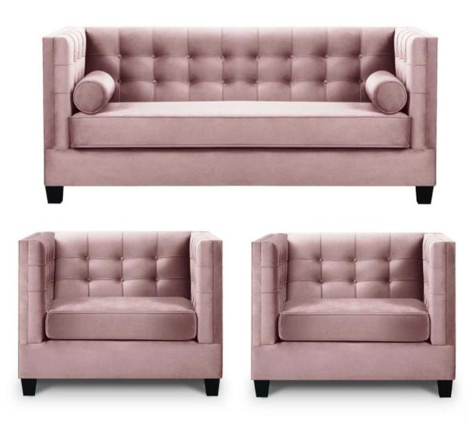 Xlmoebel Polstergarnitur Samt Couch Set für Wohnzimmer – komplette Sofagarnitur, (3-tlg), Made in Europa