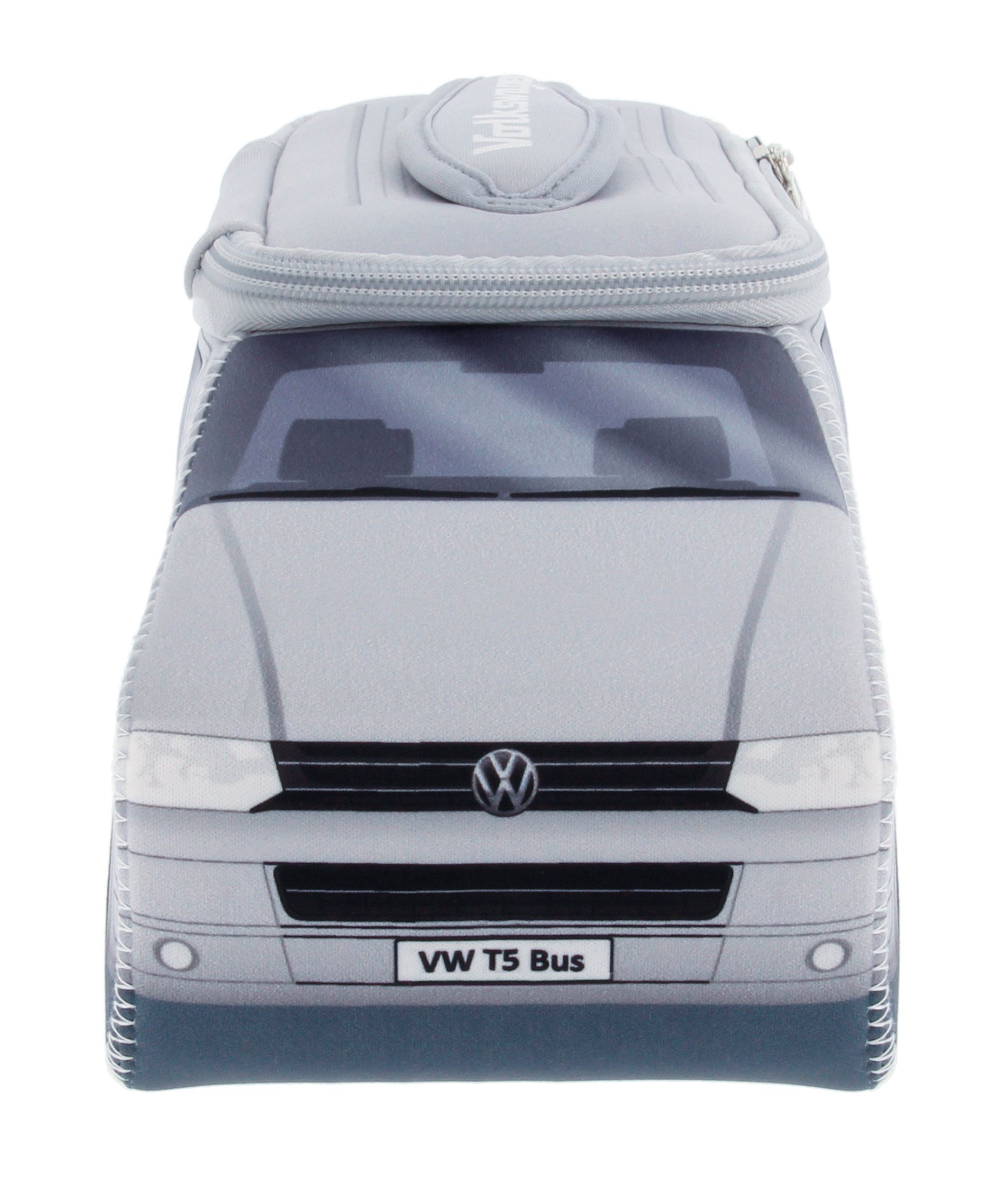 VW Collection by BRISA Kosmetiktasche Volkswagen Universaltasche im VW Bulli T5 Design, Universaltasche aus Neopren, 30 x 14 x 12 cm Silber
