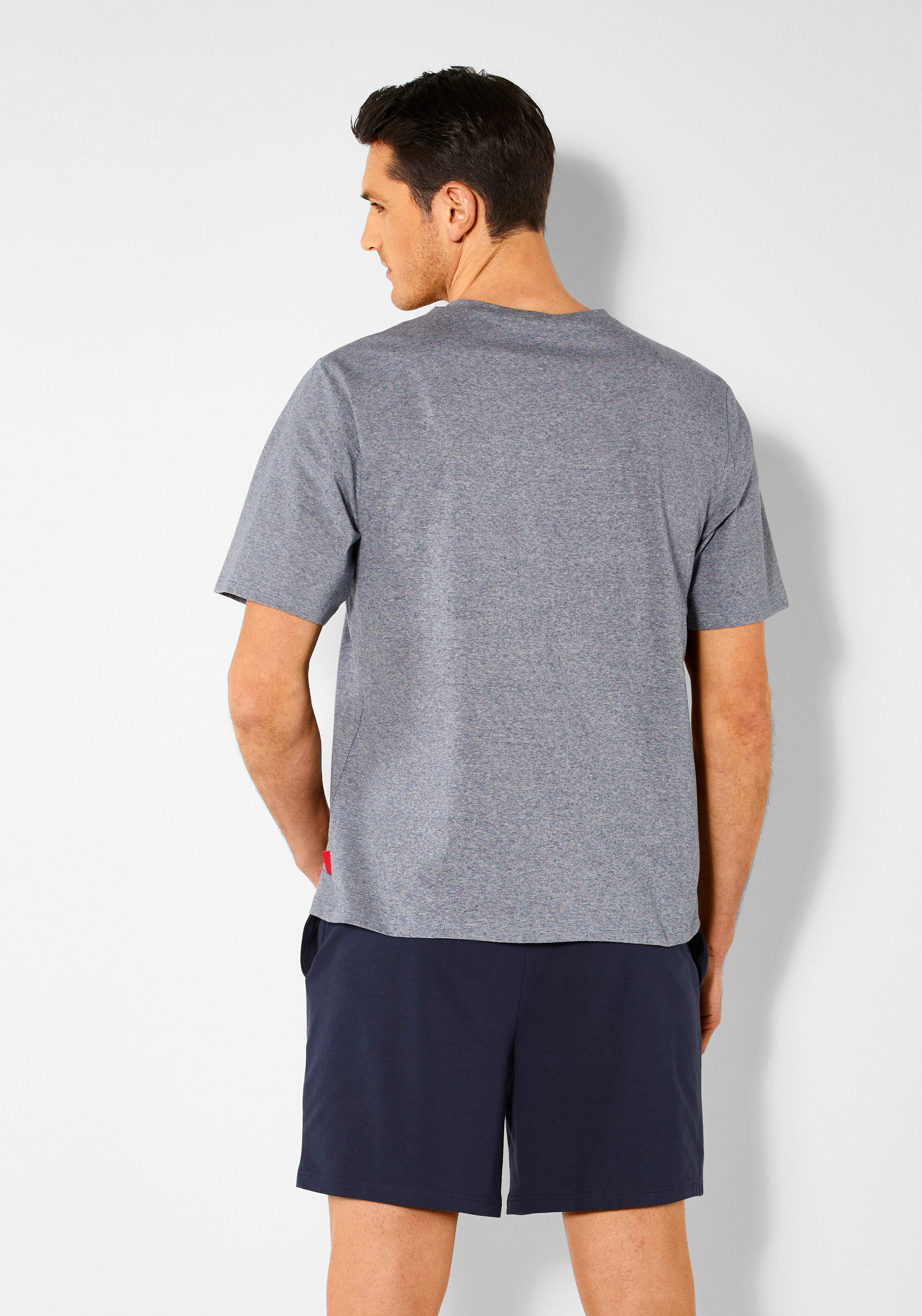 s.Oliver Pyjama (2 tlg., 1 Stück) Schlafanzug in Melange-Optik mit Knopfleiste