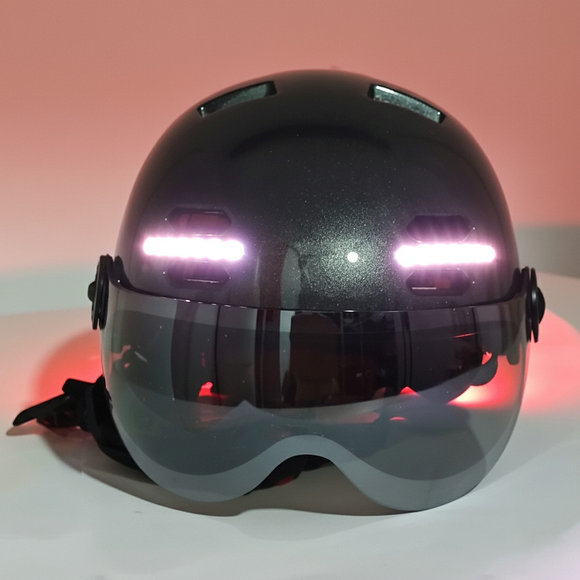 WeRoll Fahrradhelm Helm Fahrradhelm mit Blinkern Licht Visier E-Scooter LED Herren Damen