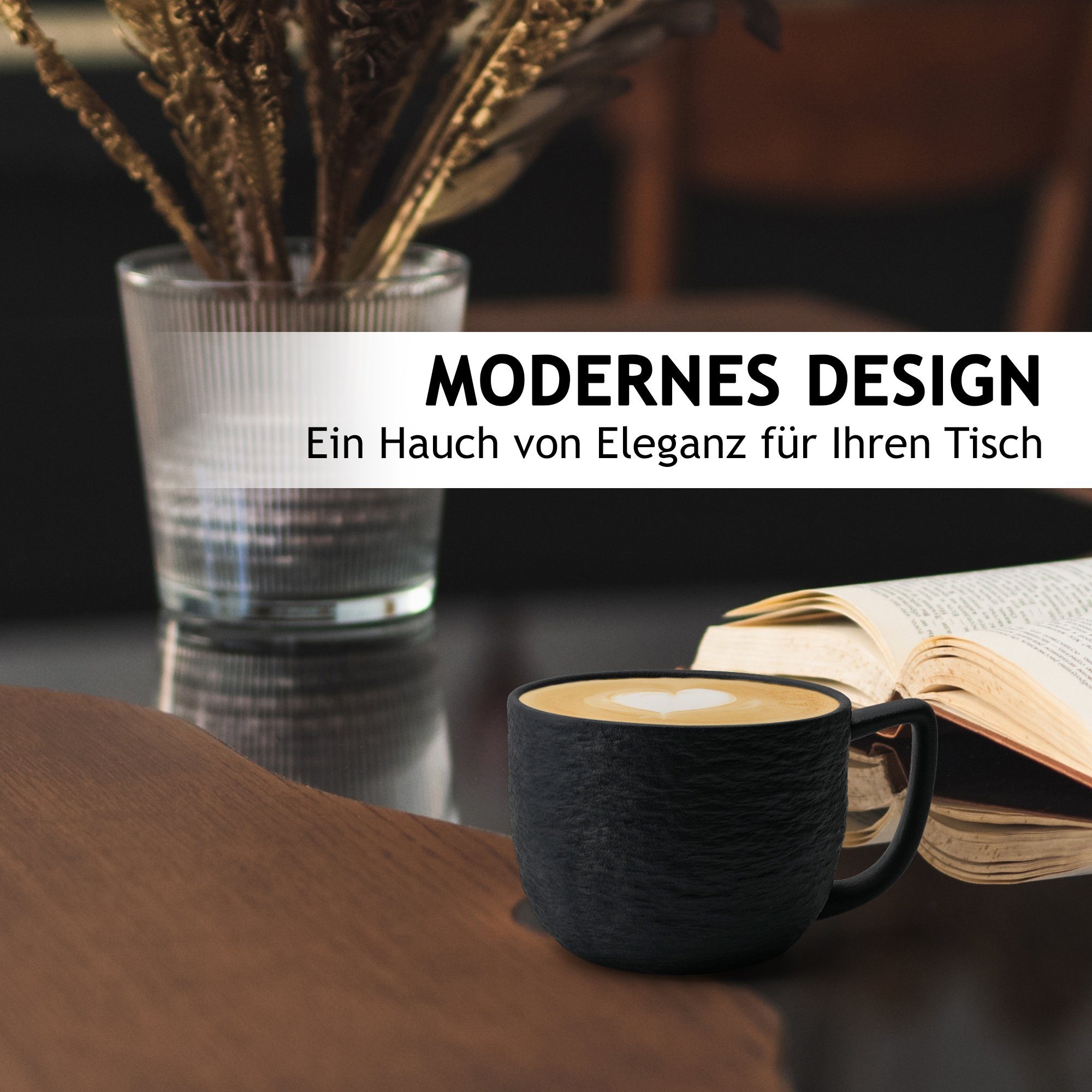 MiaMio Tasse 4er Kaffeetassen Set aus Keramik Kaffeebecher - Oasis Collection, 4-tlg.