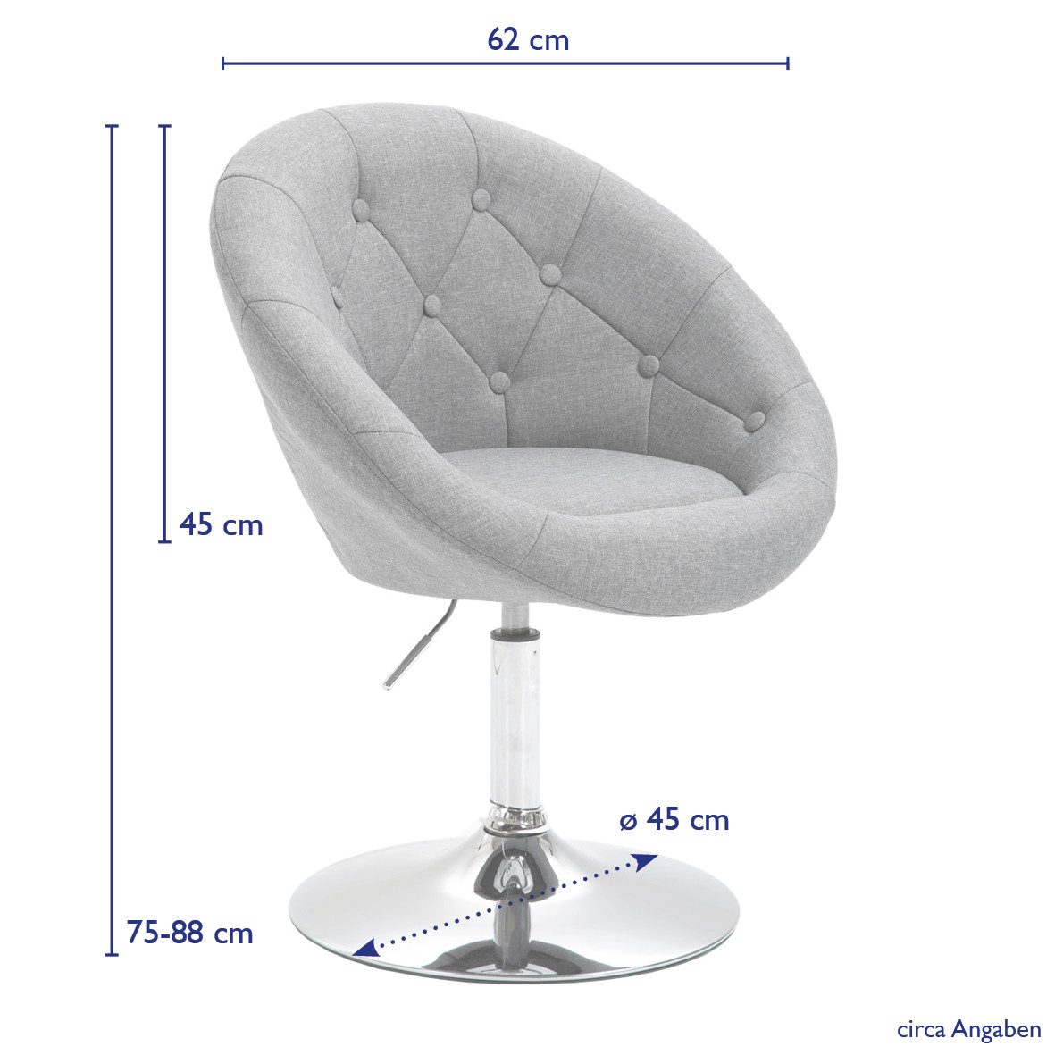 SVITA Chesterfield-Sessel HAVANNA, Retro-Design,Tellerfuß,stufenlos höhenverstellbar