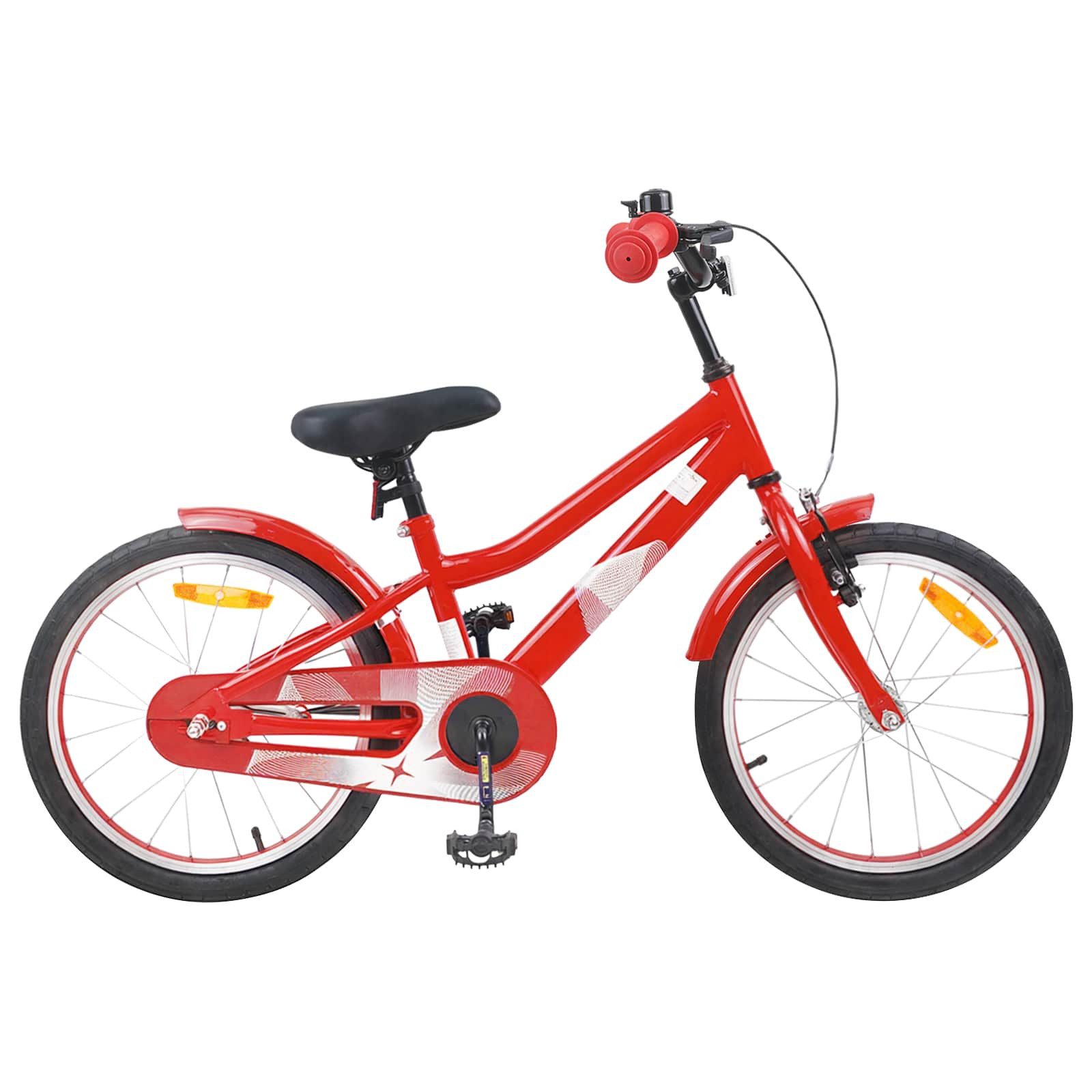 vidaXL Kinderfahrrad 123 x 51 x 78 cm Kinderfahrrad 18 Zoll für 5-7 Jahre alt Rot
