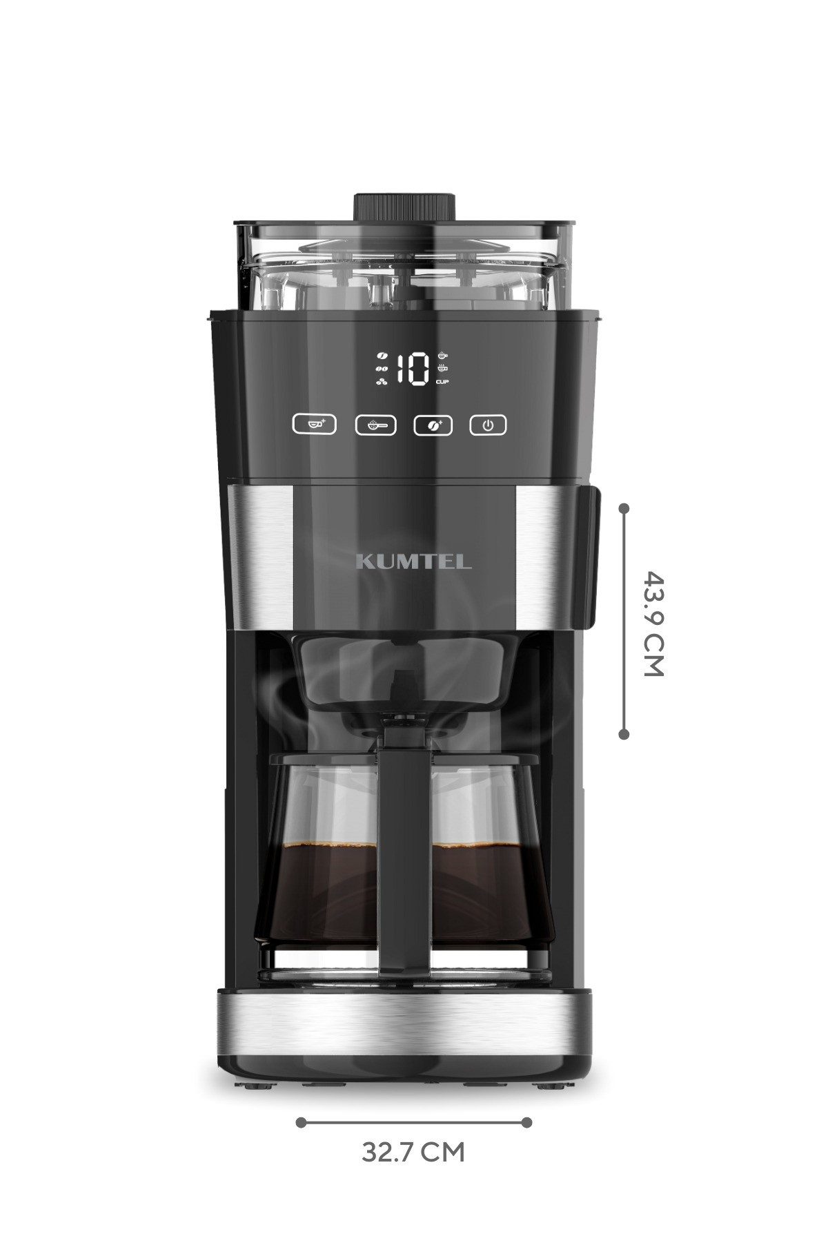 Opviq Siebträger-/Filterkaffeemaschine, 1.25l Kaffeekanne, Permanentfilter, 1000 W, 1,25 l, Glaskanne, Warmhaltefunktion