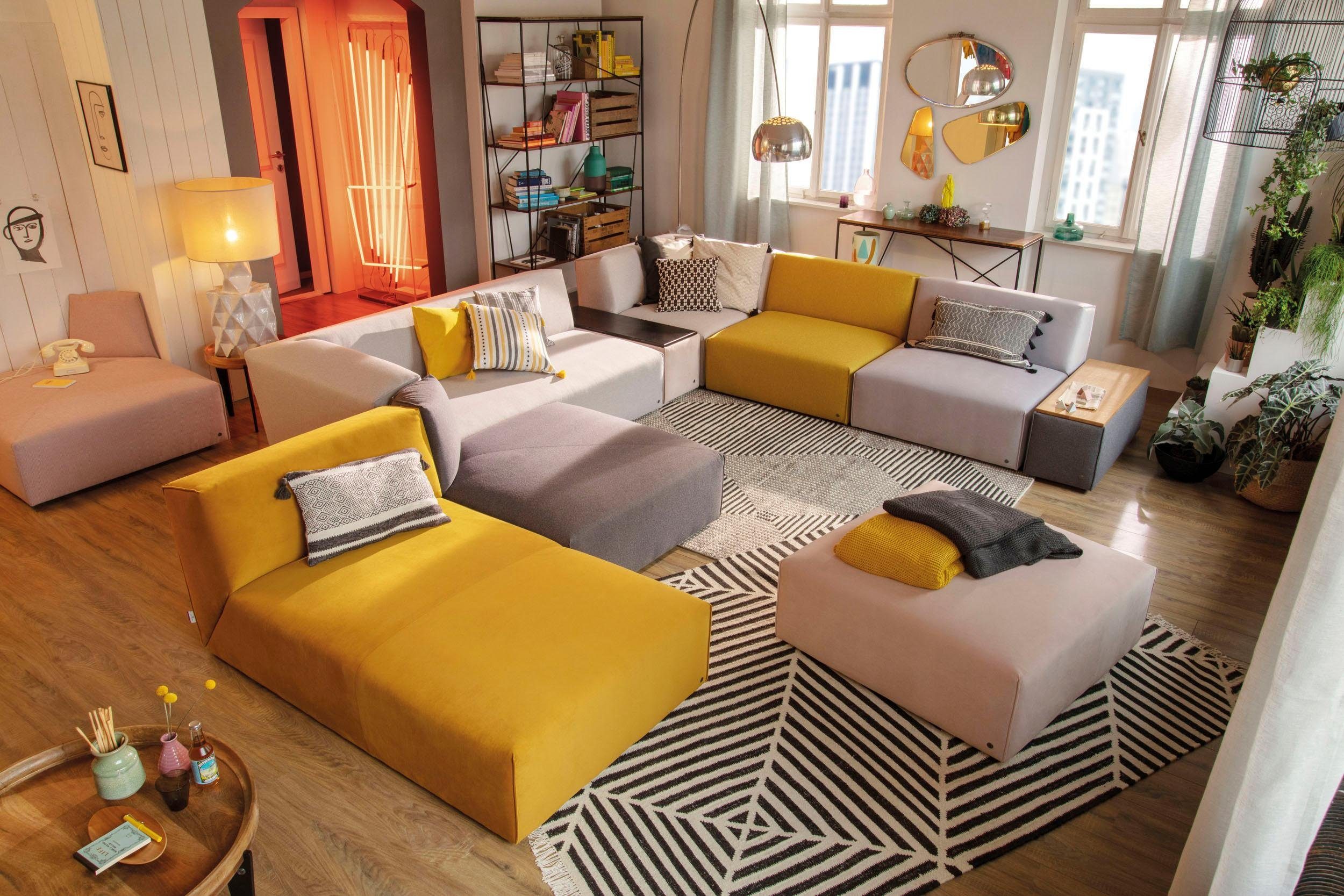 TOM mit ELEMENTS, Bettfunktion Sofaelement HOME wahlweise Chaiselongue TAILOR