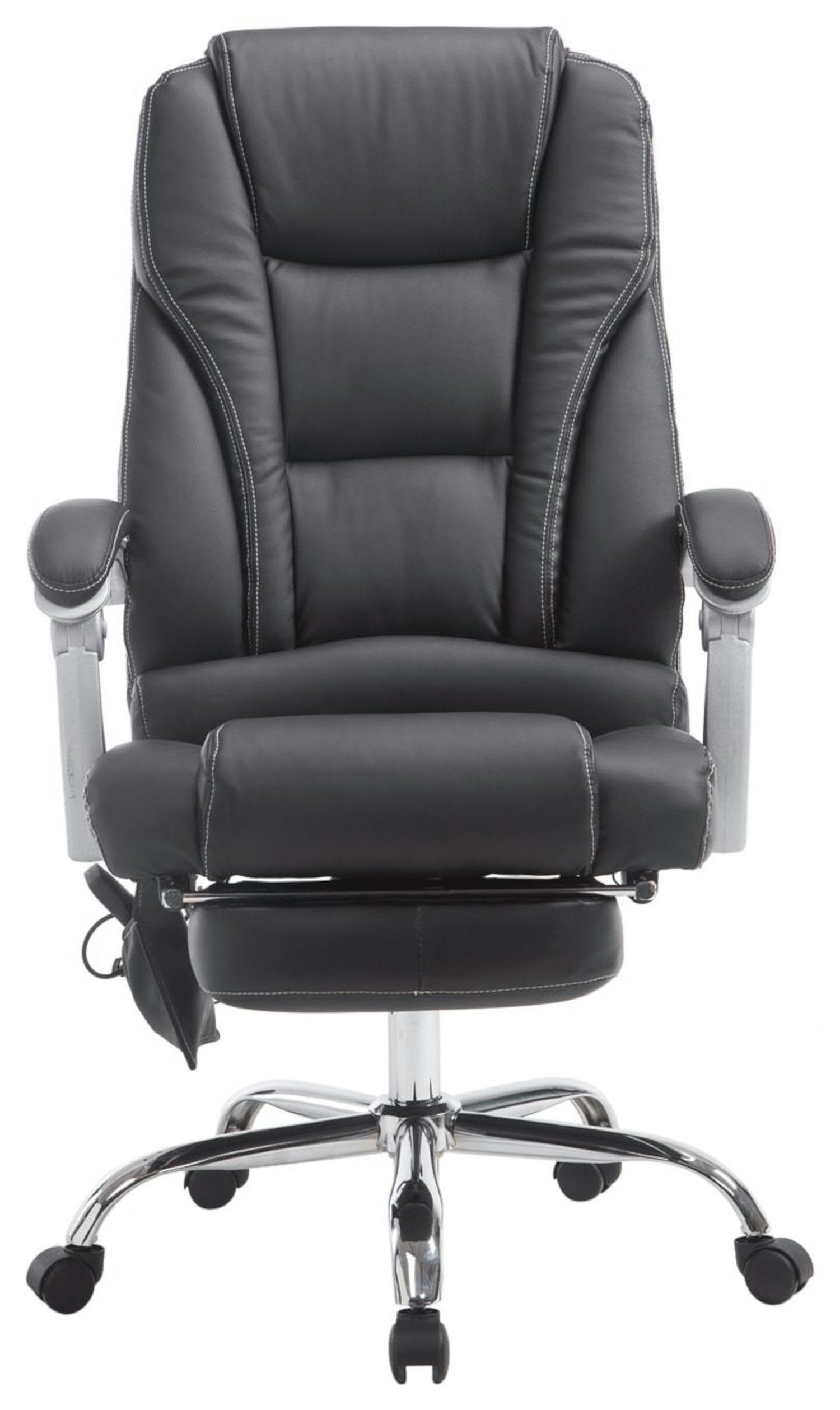 Pacira Gestell: - schwarz Sitzfläche: - 360° Metall und Bürostuhl Chefsessel, höhenverstellbar Massagefunktion (Schreibtischstuhl, TPFLiving chrom drehbar XXL), Drehstuhl, mit Bürostuhl Kunstleder