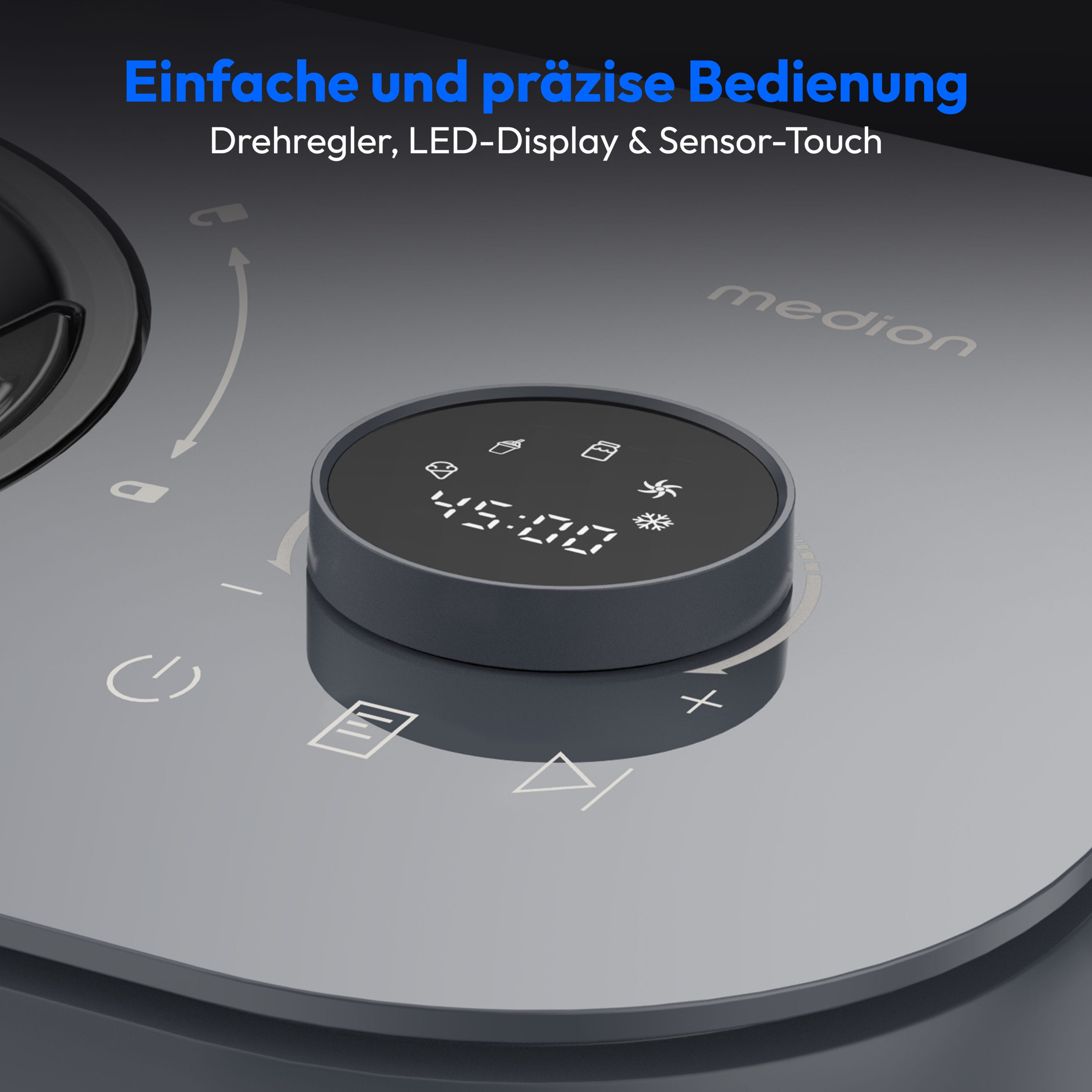 Medion® Eismaschine MD 100116, 1 l, 100 W, Mixen, Eis, Joghurt oder Slush zubereiten, Eis nachkühlen