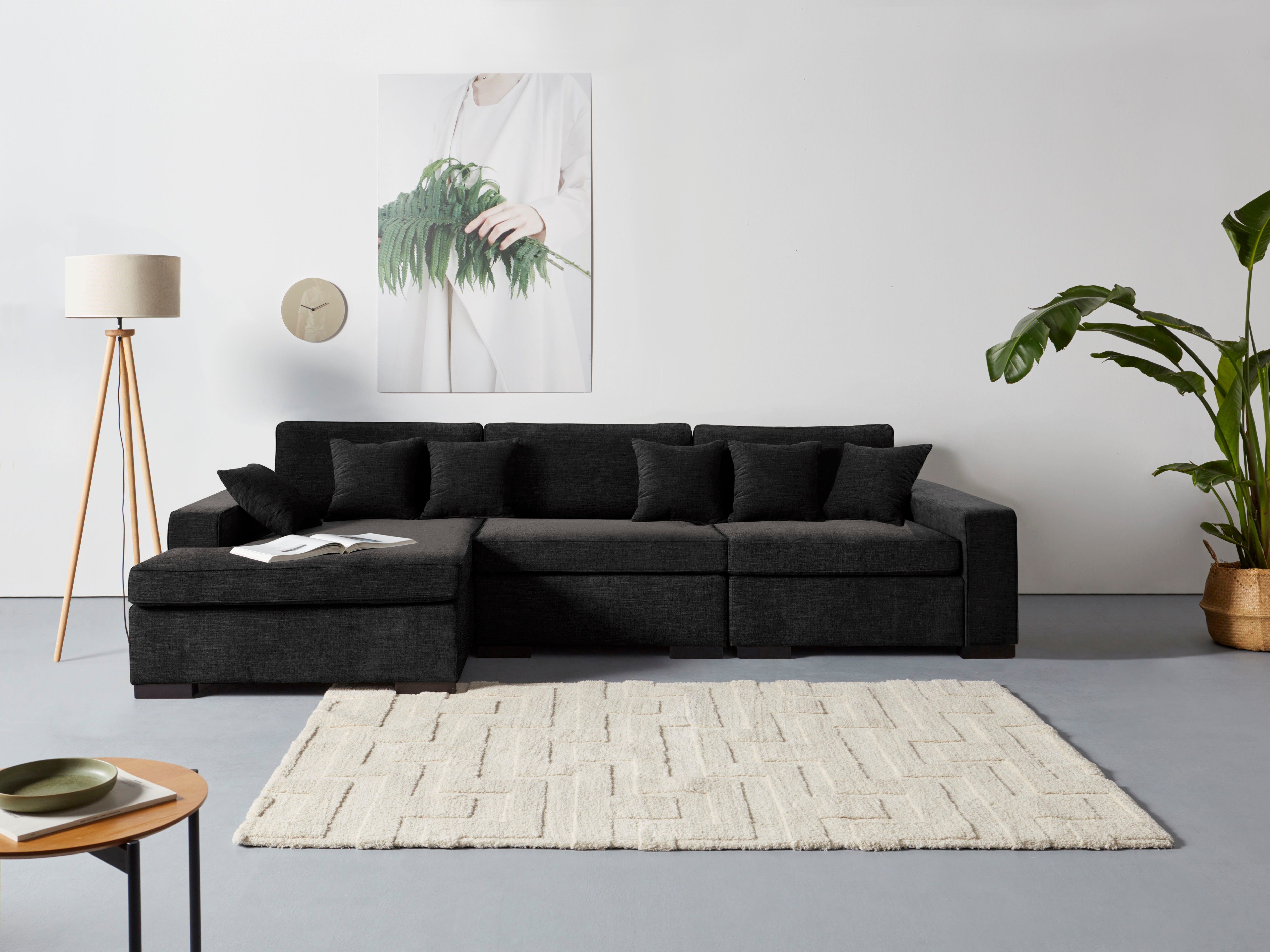 Home affaire Ottomane Skara L-Form, Lounge-Sofa mit Federkernpolsterung, in vielen Bezugsvarianten