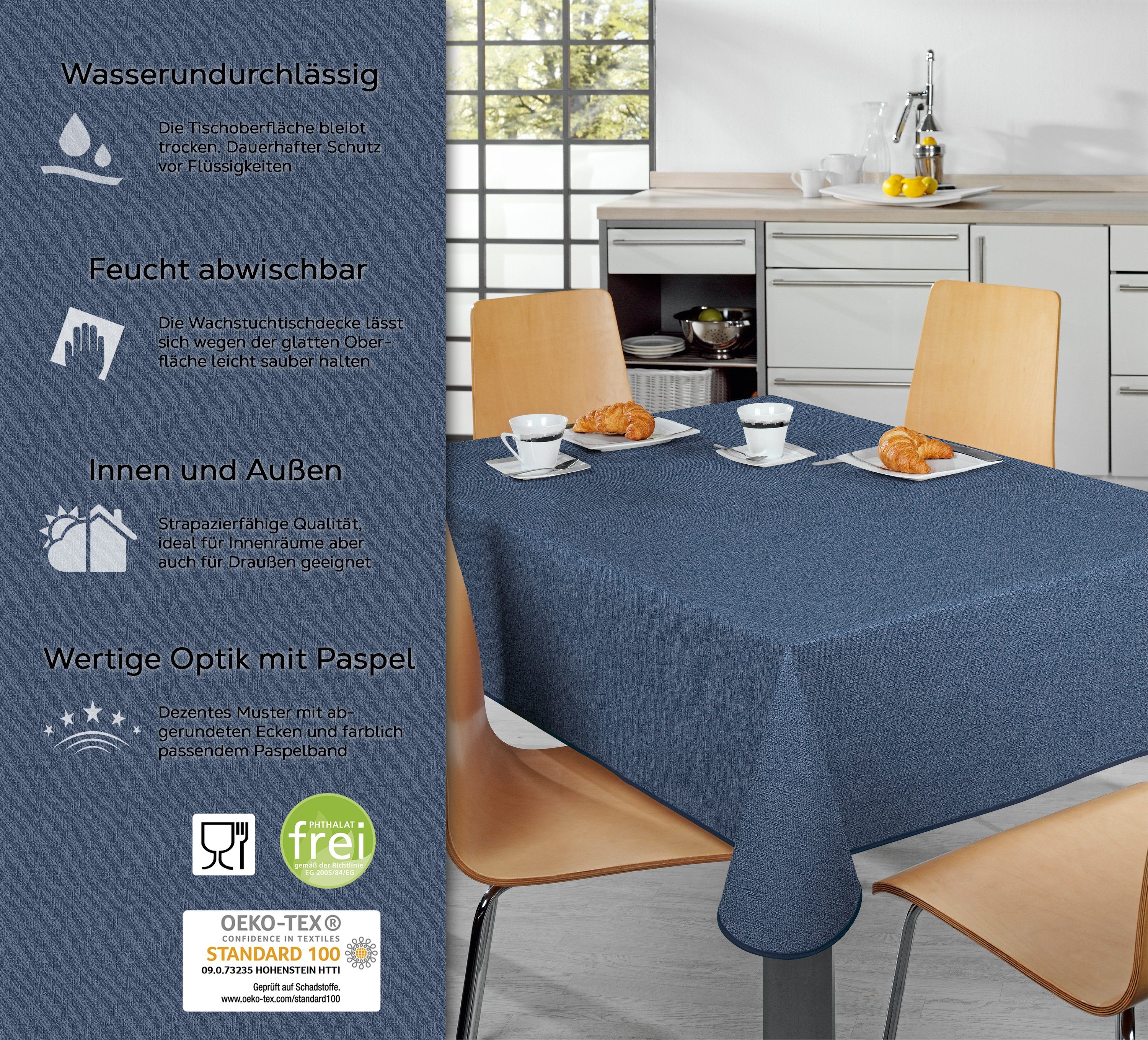 Beautex Tischdecke Wachstuch Tischdecke abwischbar rutschfest mit Paspelban günstig online kaufen