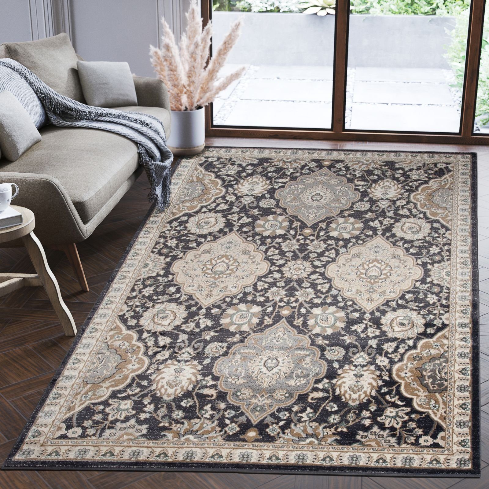 Orientteppich Oriente Teppich - Traditioneller Teppich Orient Schwarz  Beige, Mazovia, 300 x 400 cm, Geeignet für Fußbodenheizung, Pflegeleicht,  Wohnzimmerteppich