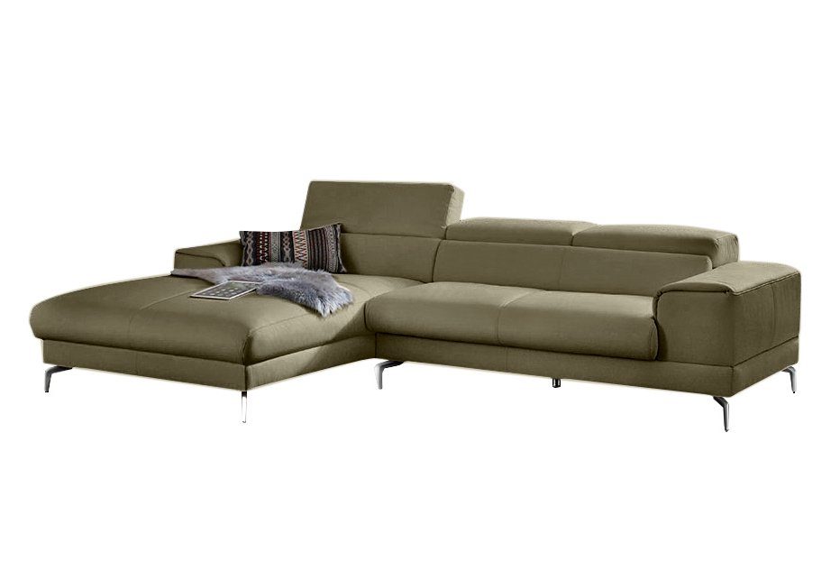 W.SCHILLIG Ecksofa piedroo, Designsofa mit tollem Sitzkomfort, bequem und elegant, L-Form, Kopfteilverstellung, wahlweise mit Sitztiefenverstellung, Breite 303cm