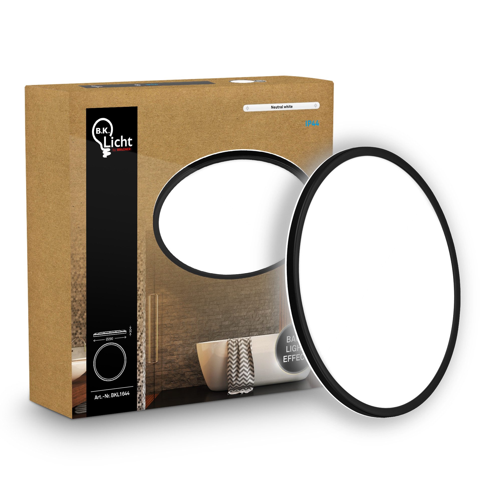 B.K.Licht LED Deckenleuchte Panel Flach 30mm Backlight Effekt LED Deckenlampe Wohnzimmer, LED fest integriert, 4000K - Neutralweiß, versch. Größen & Farben, Badezimmer, Küche, Wohnzimmer, Kinderzimmer