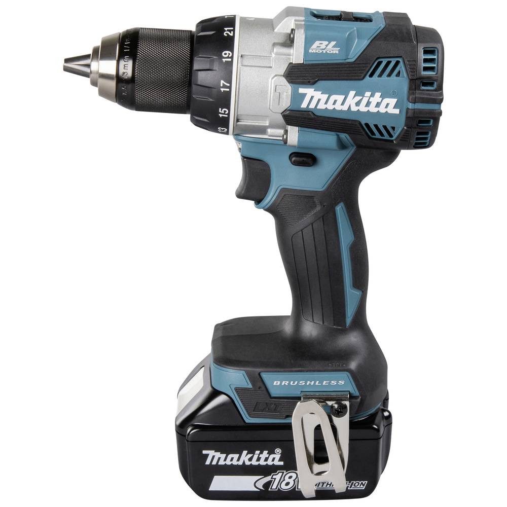 Makita Schlagbohrmaschine Akku-Schlagbohrschrauber 18V / 5.0 Ah, 2 Akkus + Ladegerät DHP489RTJ, bürstenlos, inkl. 2. Akku, inkl. Ladegerät
