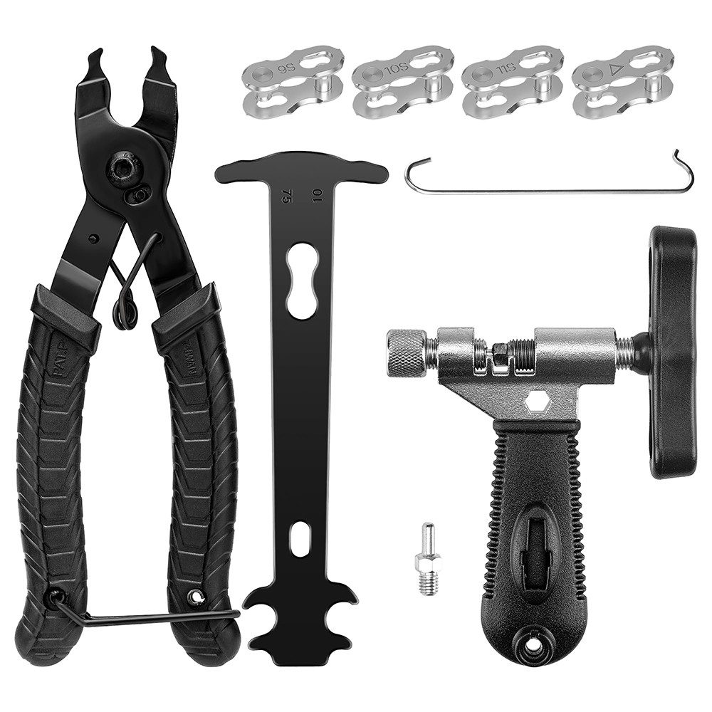 FOUORTUNATE-BEE Велосипедные стойки Fahrradkette Reparatur Set (Kettennieter Fahrrad, Kettenzange, Kettenschloss Zange und 4 Paar Fahrradketten Nieten, für 6-12 Fach Fahrradkette Werkzeug)