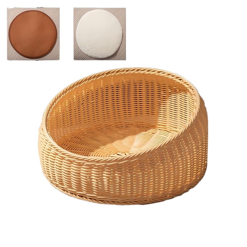 SIKAINI Tierbett Runde Katzenhöhle in Rattan-Optik, günstig online kaufen